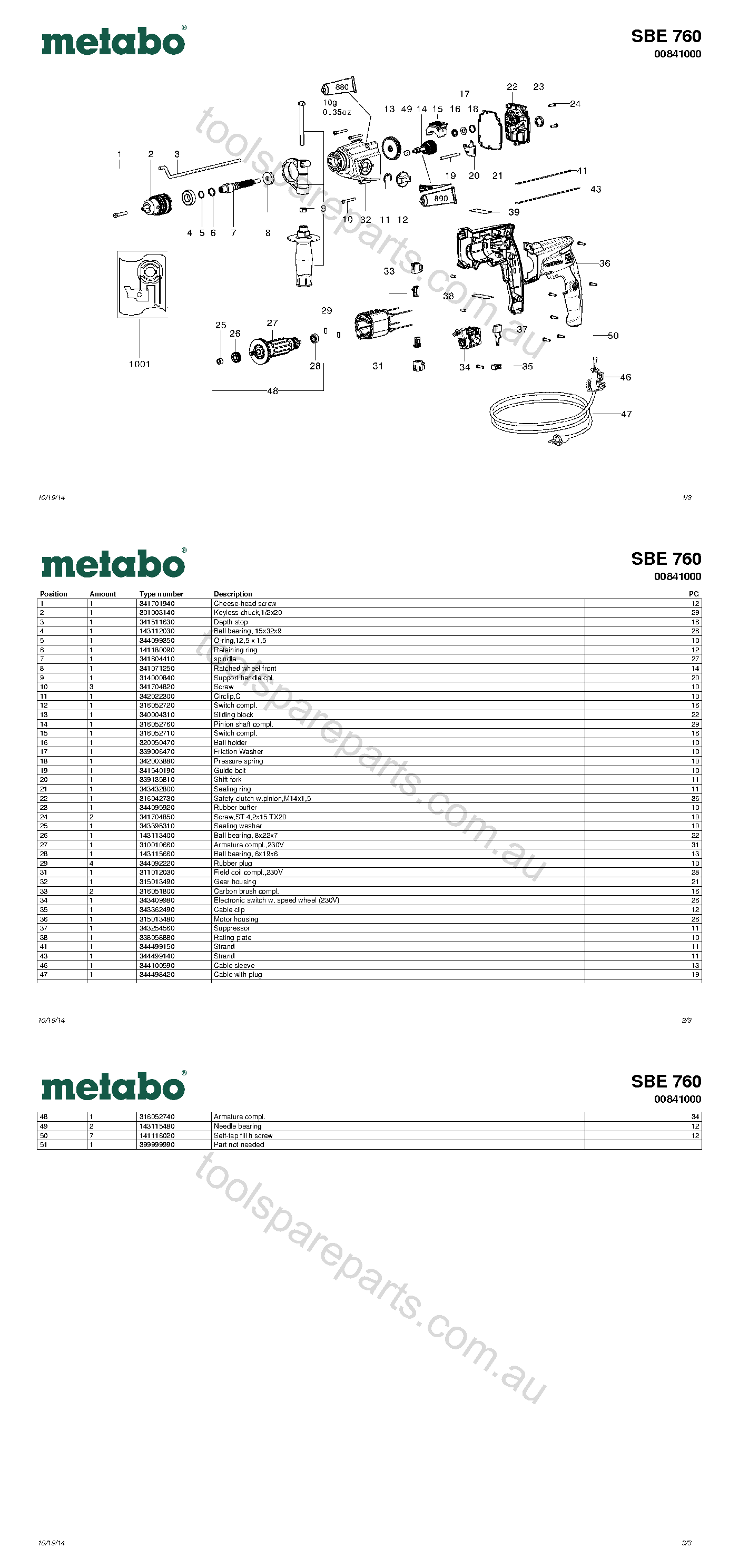 Metabo SBE 760 00841000  Diagram 1