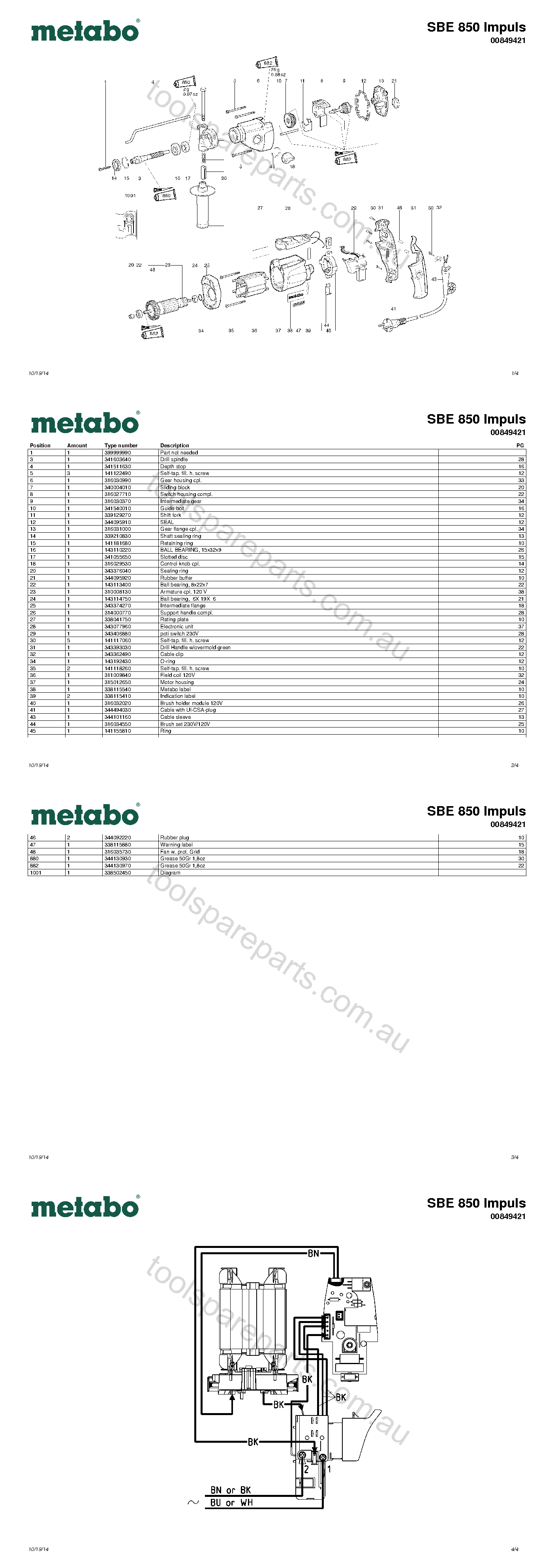 Metabo SBE 850 Impuls 00849421  Diagram 1