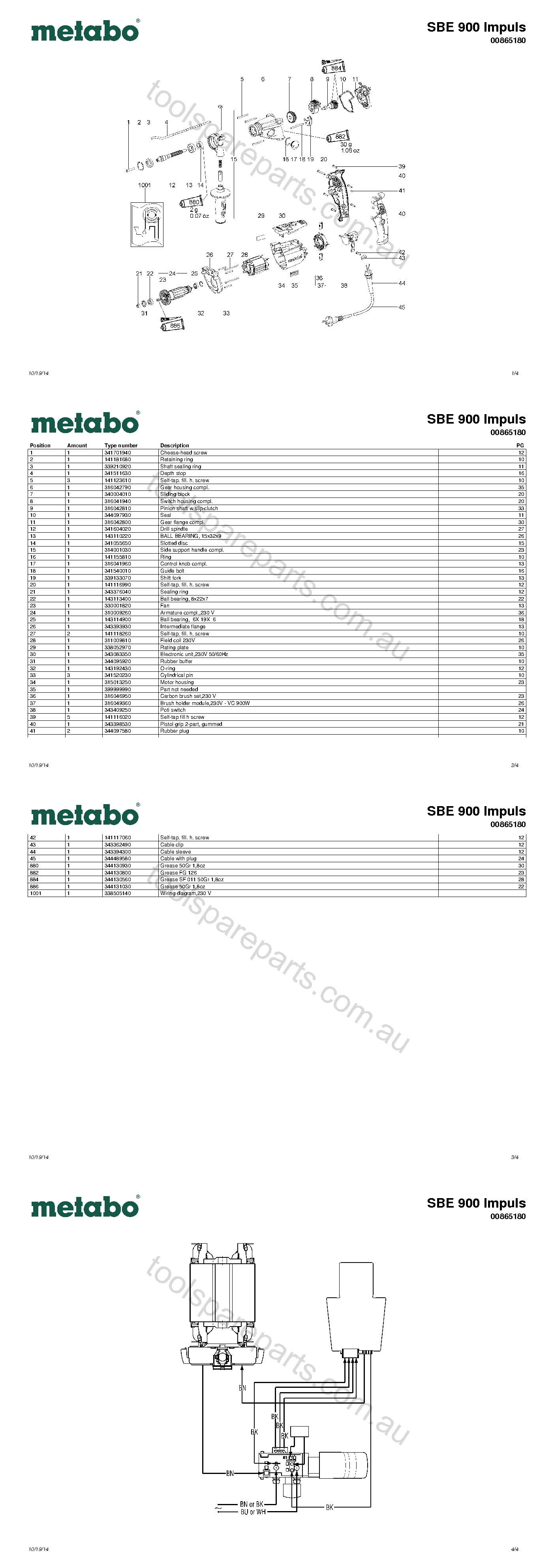 Metabo SBE 900 Impuls 00865180  Diagram 1