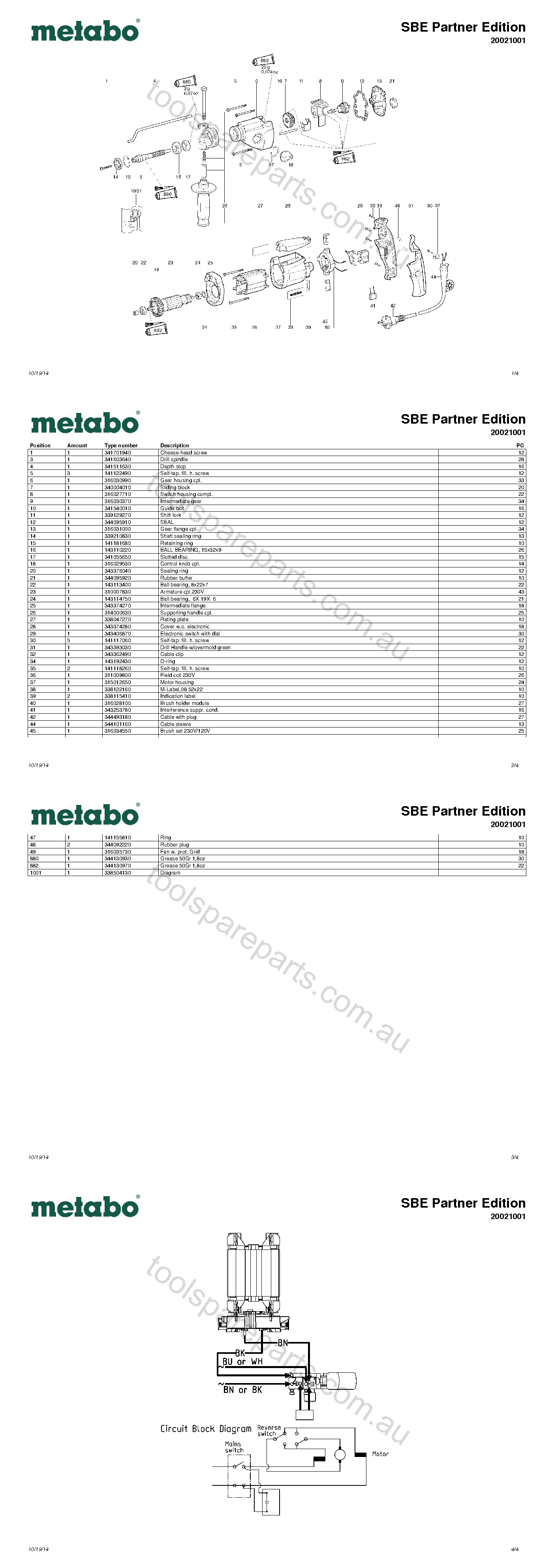 Metabo SBE Partner Edition 20021001  Diagram 1