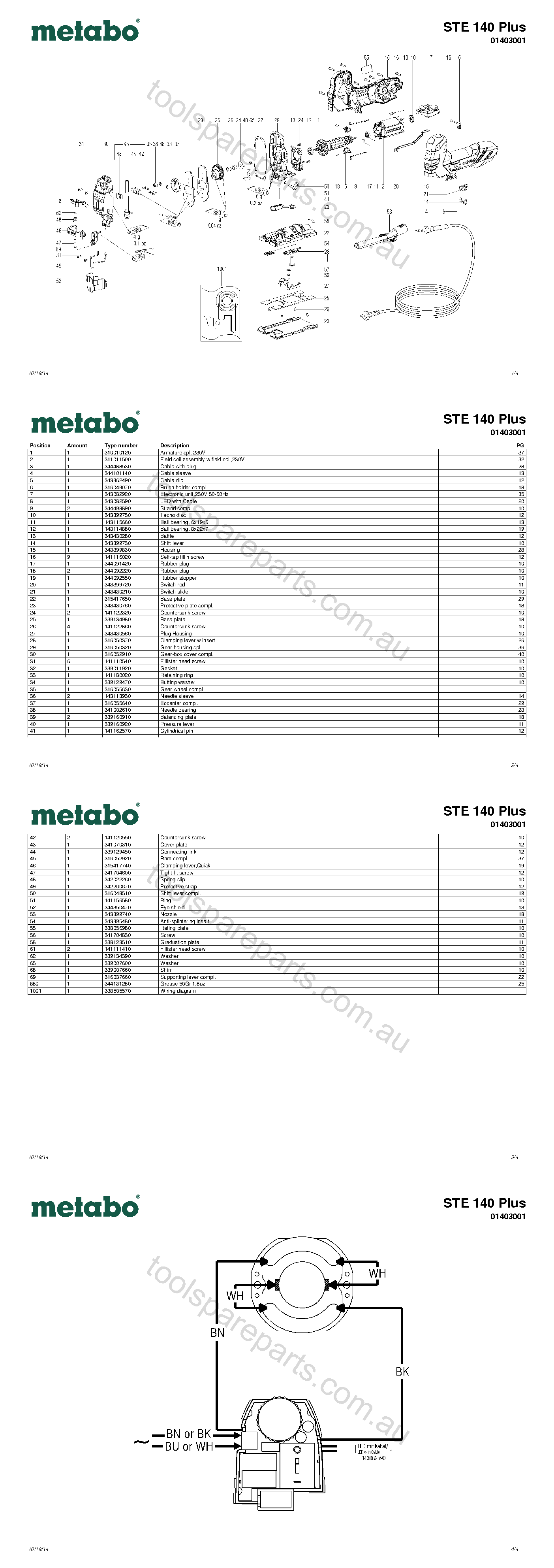 Metabo STE 140 Plus 01403001  Diagram 1