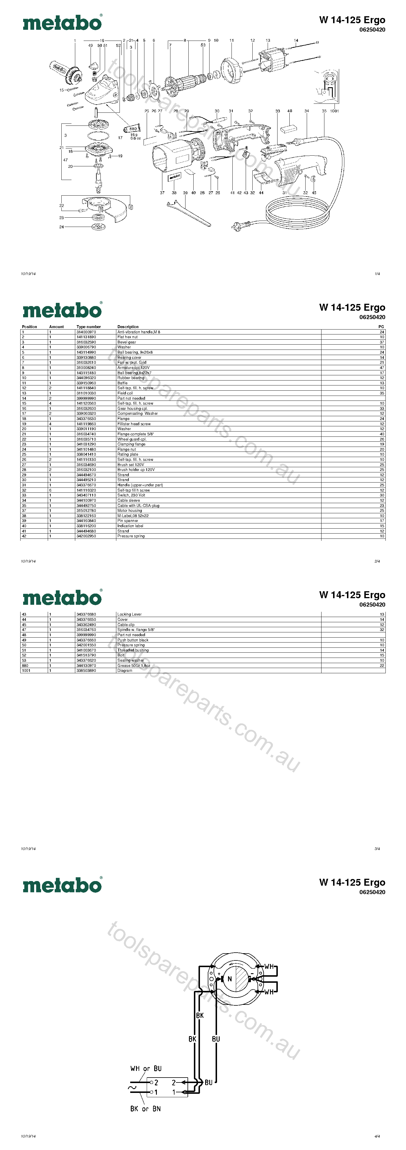 Metabo W 14-125 Ergo 06250420  Diagram 1