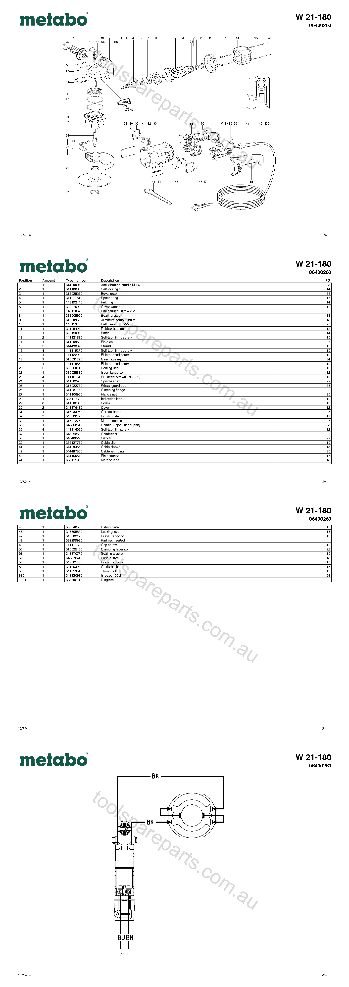 Metabo W 21-180 06400260  Diagram 1