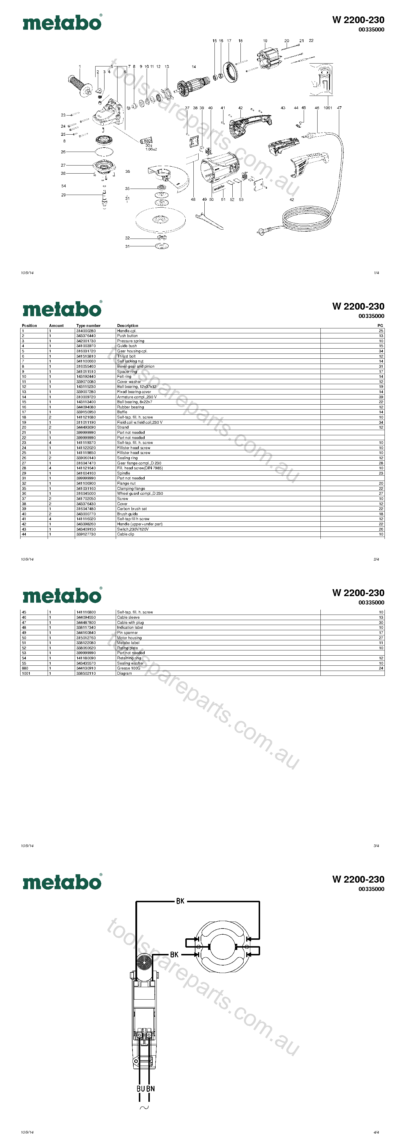 Metabo W 2200-230 00335000  Diagram 1