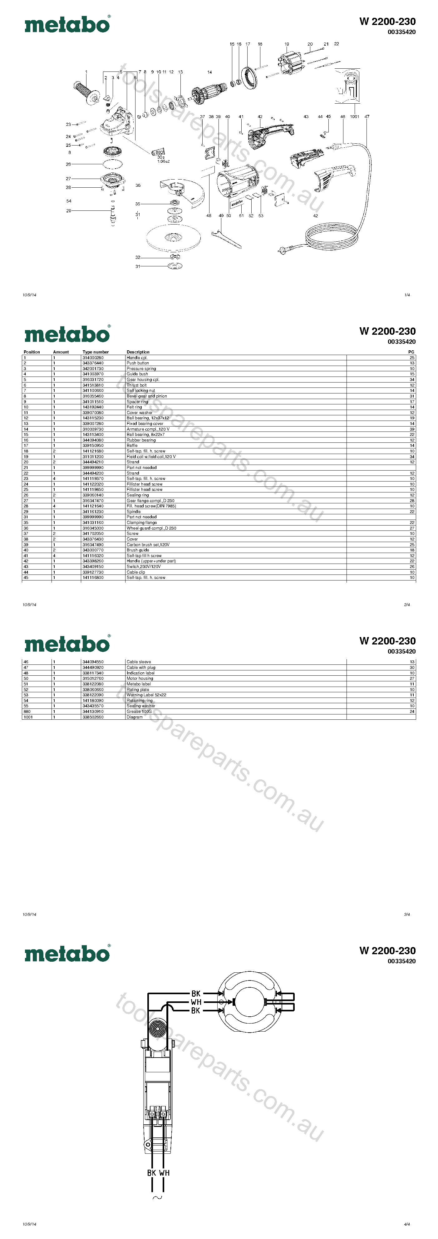 Metabo W 2200-230 00335420  Diagram 1