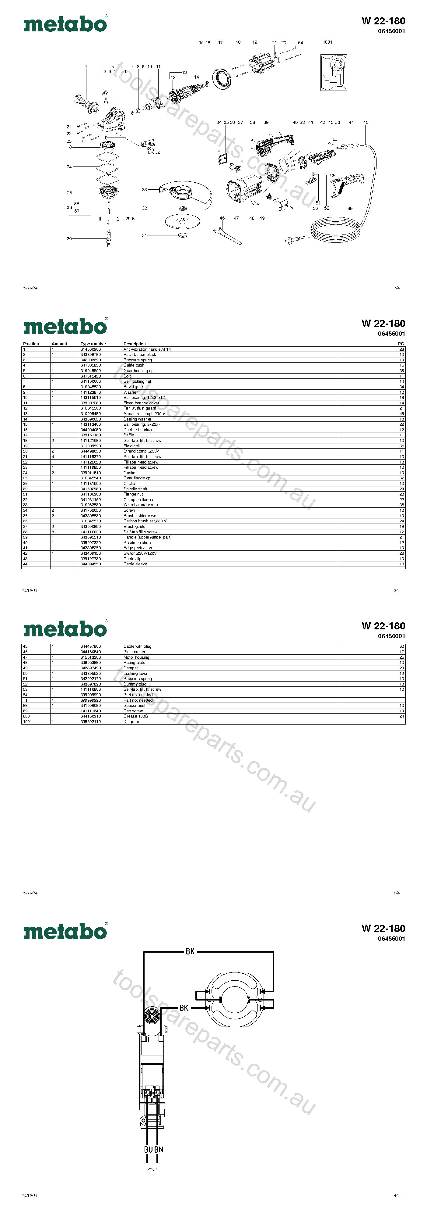 Metabo W 22-180 06456001  Diagram 1