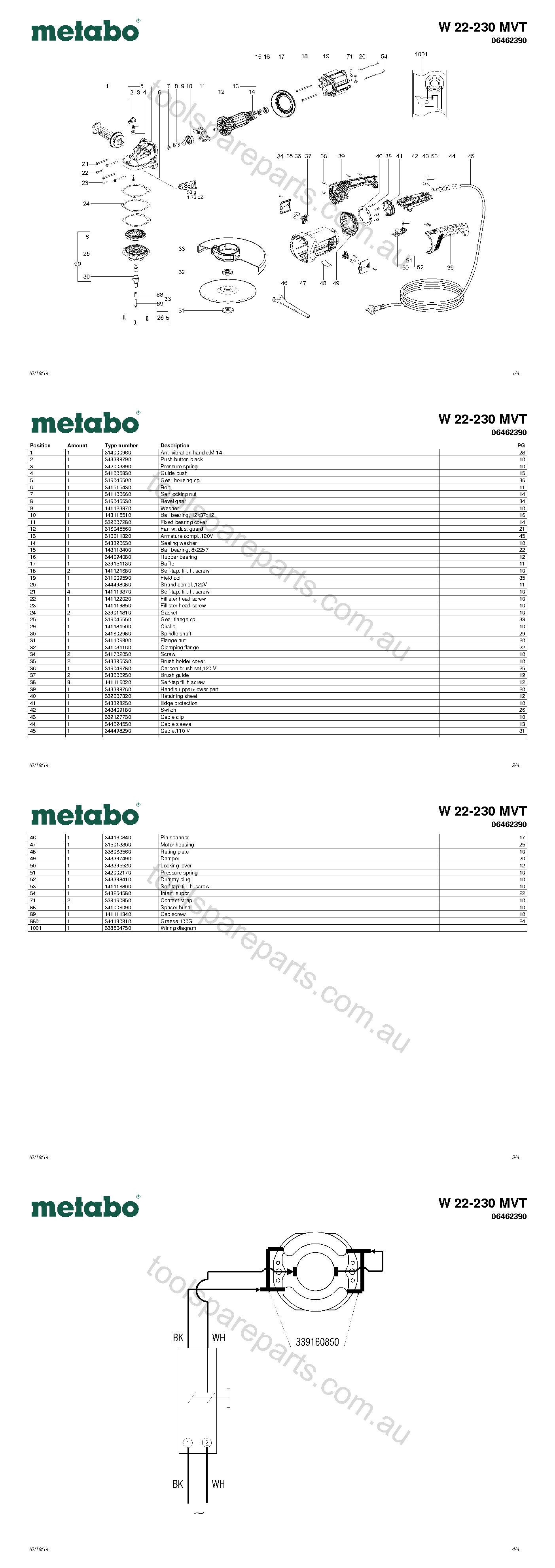 Metabo W 22-230 MVT 06462390  Diagram 1