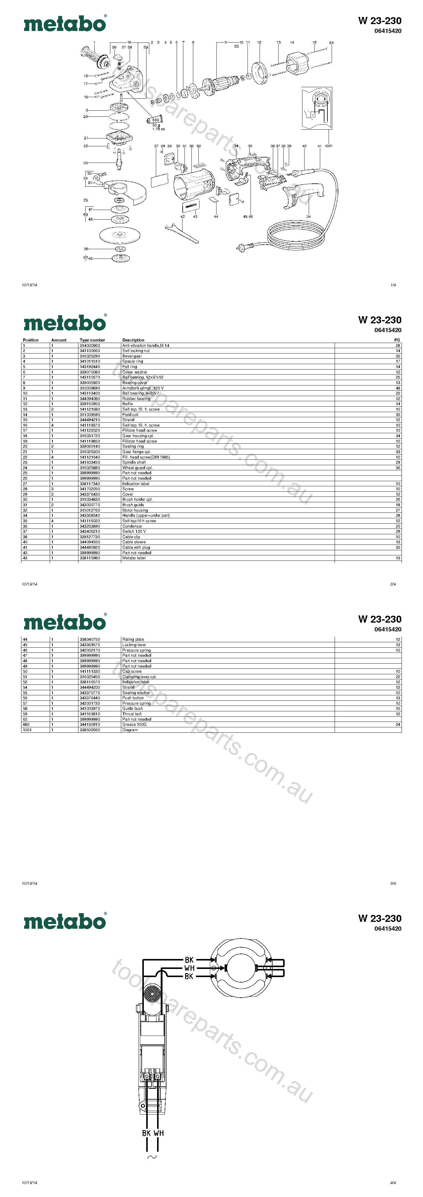 Metabo W 23-230 06415420  Diagram 1