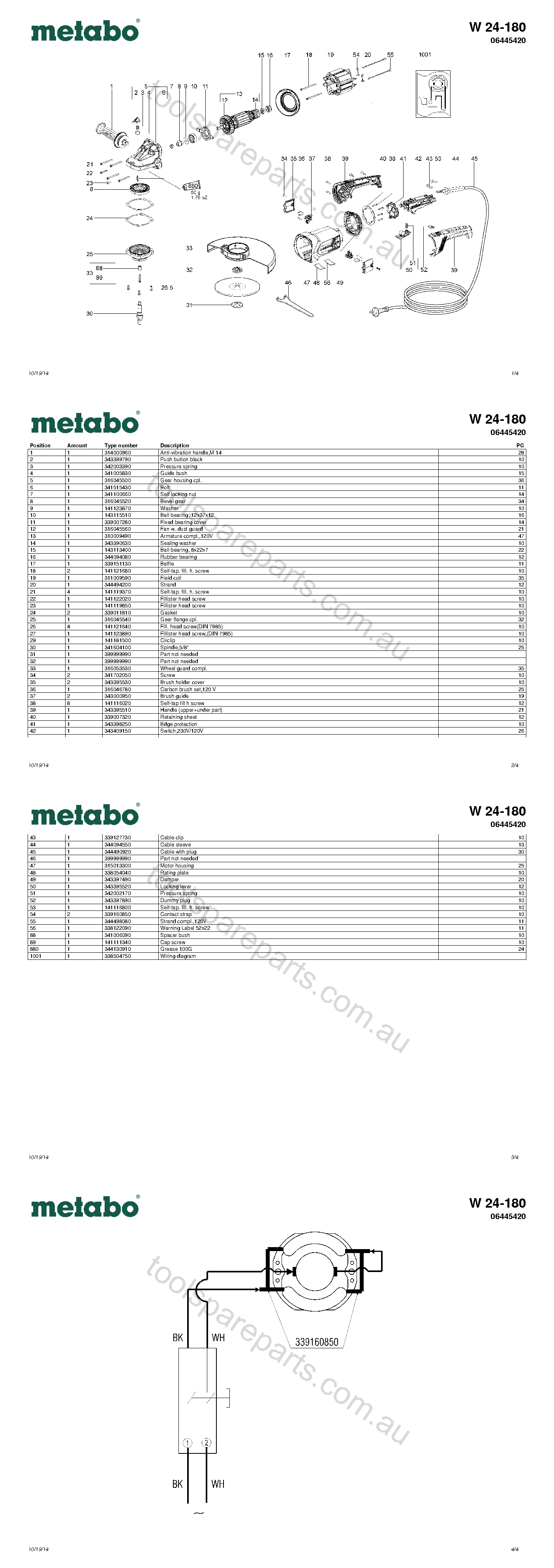 Metabo W 24-180 06445420  Diagram 1