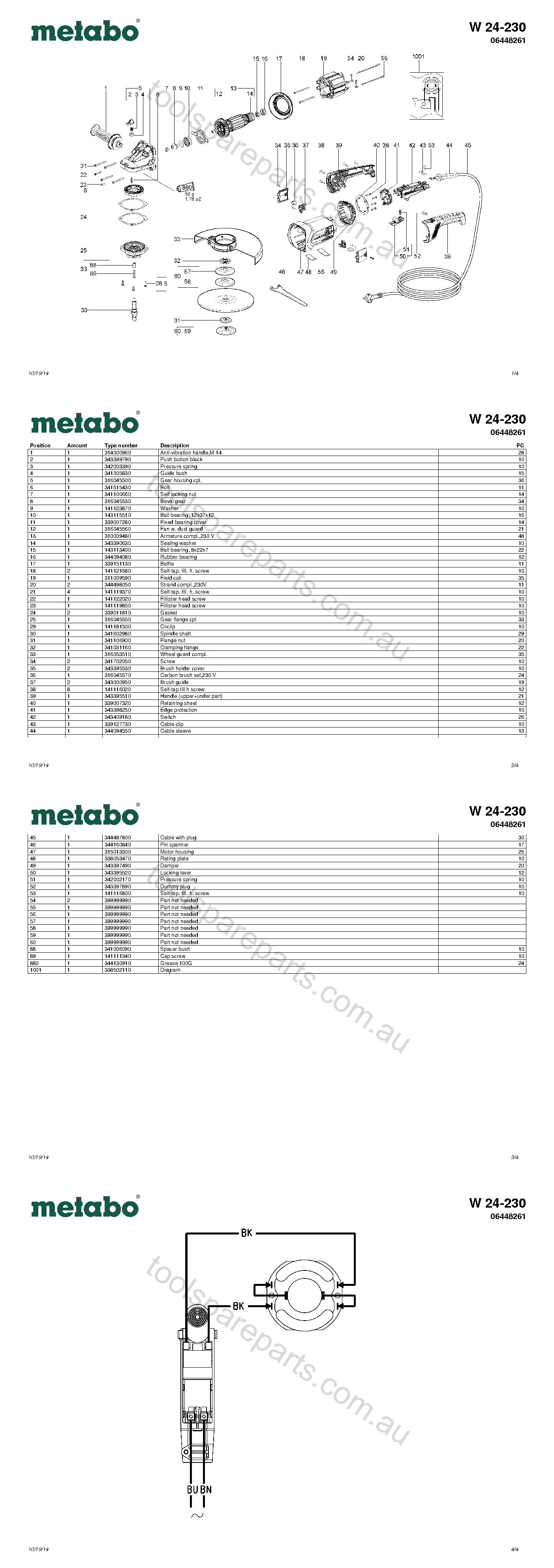 Metabo W 24-230 06448261  Diagram 1