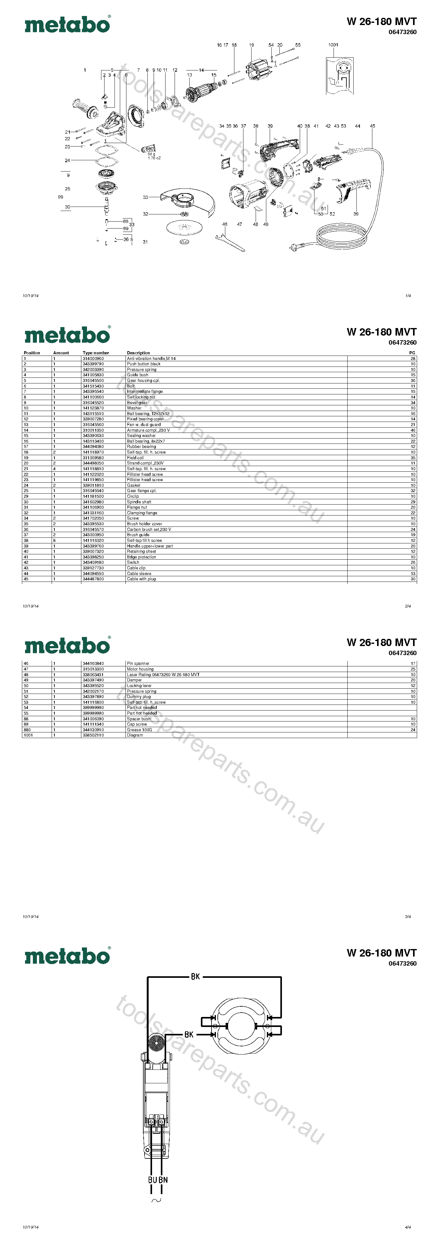 Metabo W 26-180 MVT 06473260  Diagram 1