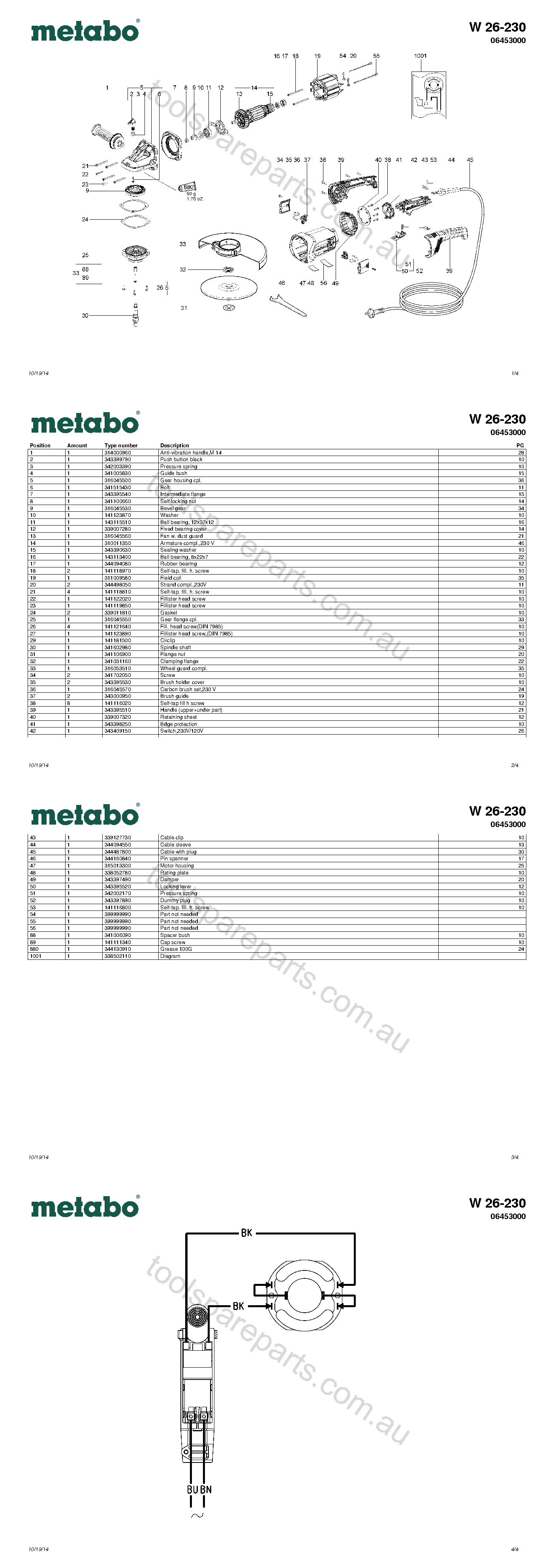 Metabo W 26-230 06453000  Diagram 1