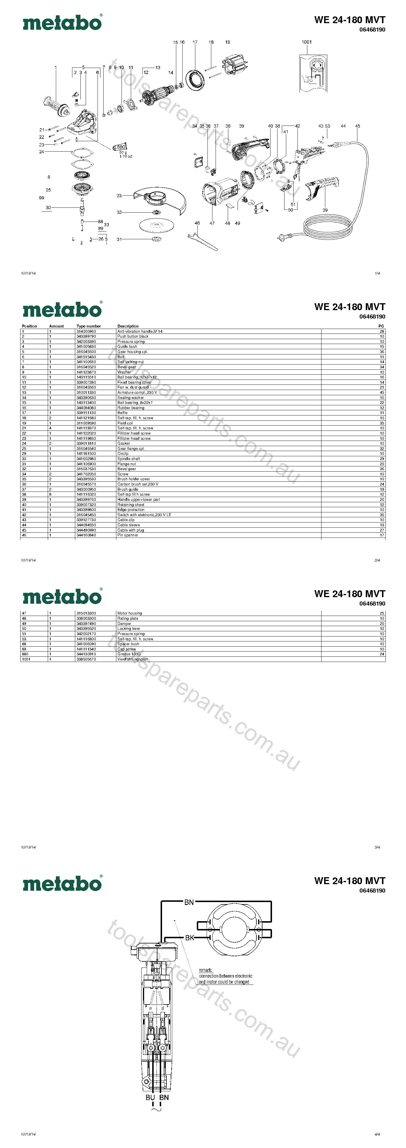 Metabo WE 24-180 MVT 06468190  Diagram 1