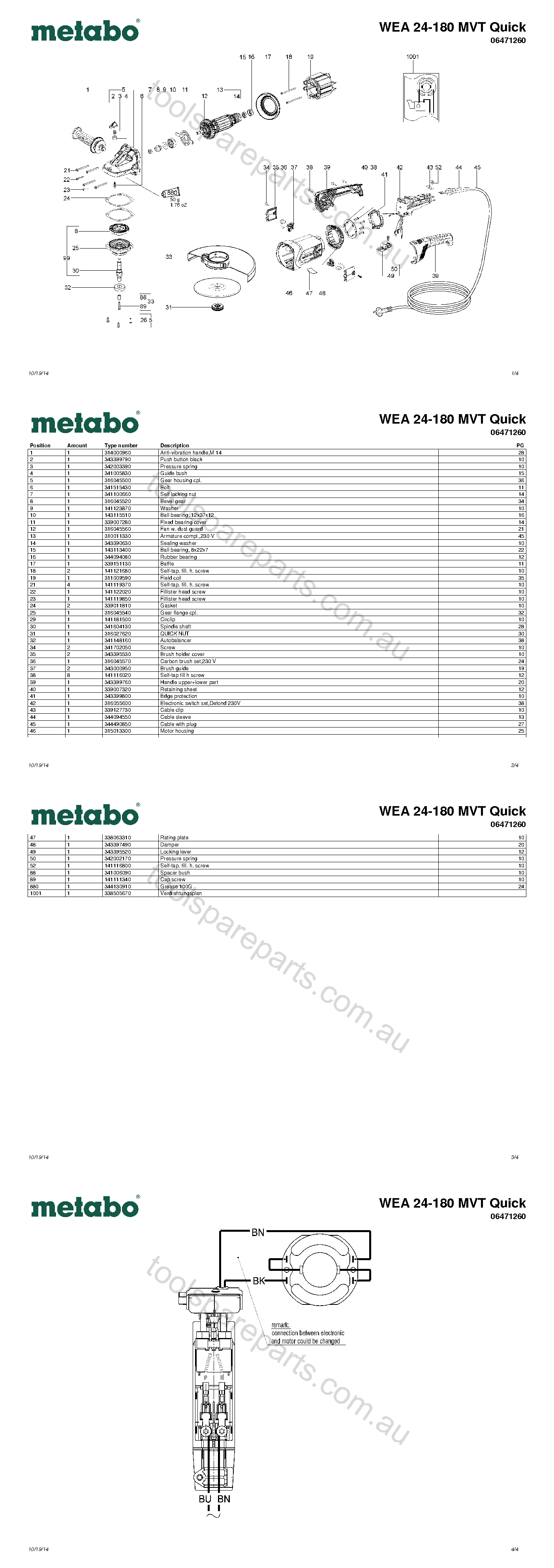 Metabo WEA 24-180 MVT Quick 06471260  Diagram 1