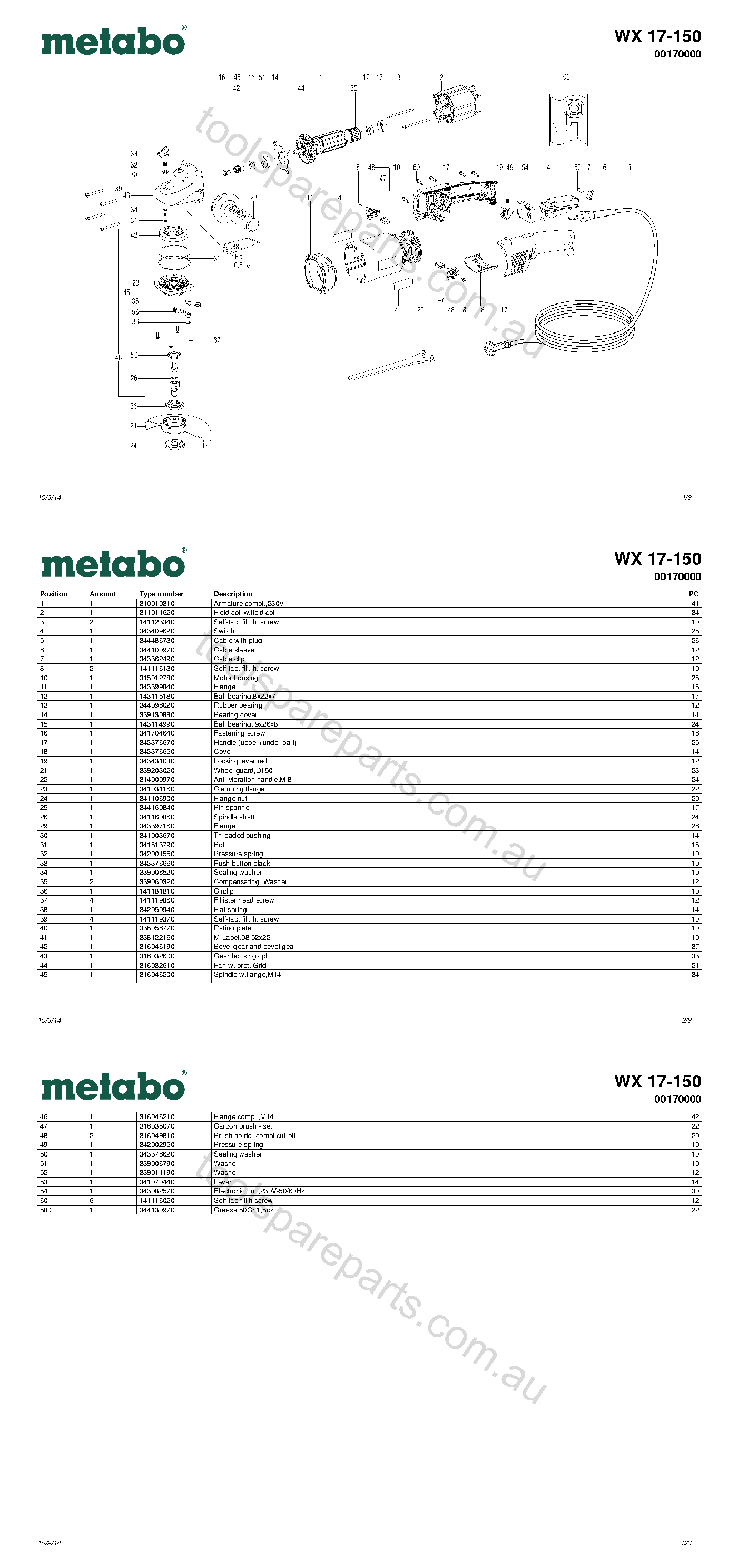 Metabo WX 17-150 00170000  Diagram 1