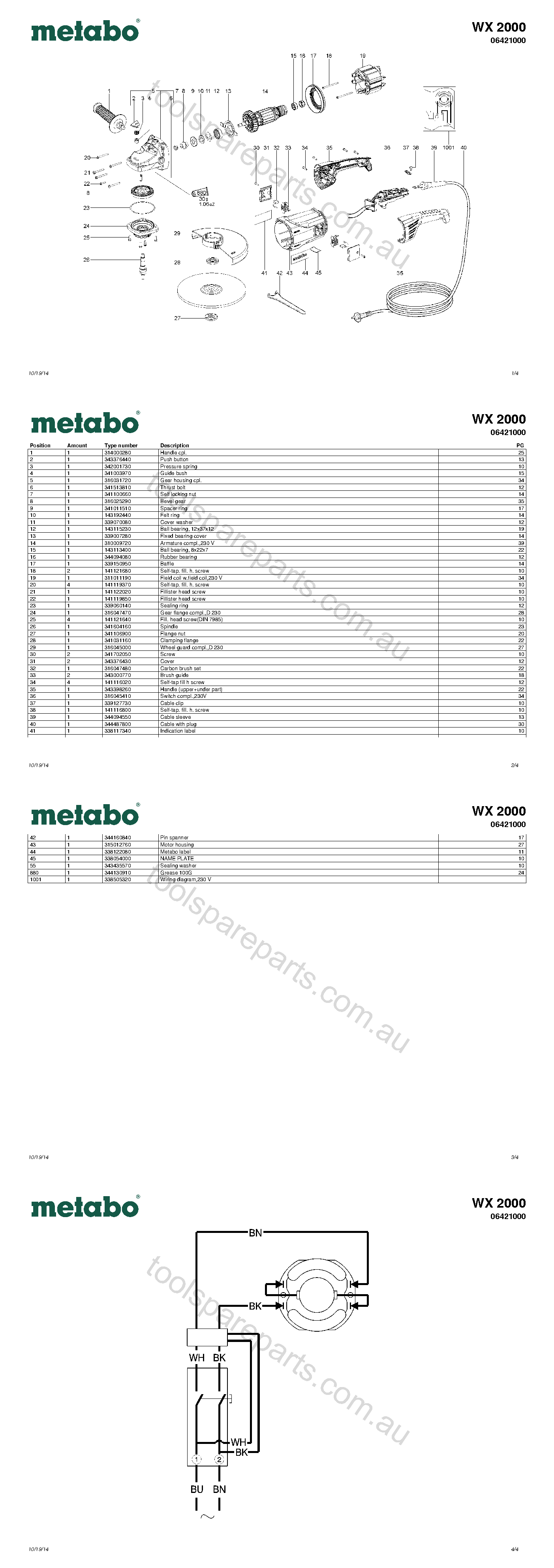 Metabo WX 2000 06421000  Diagram 1