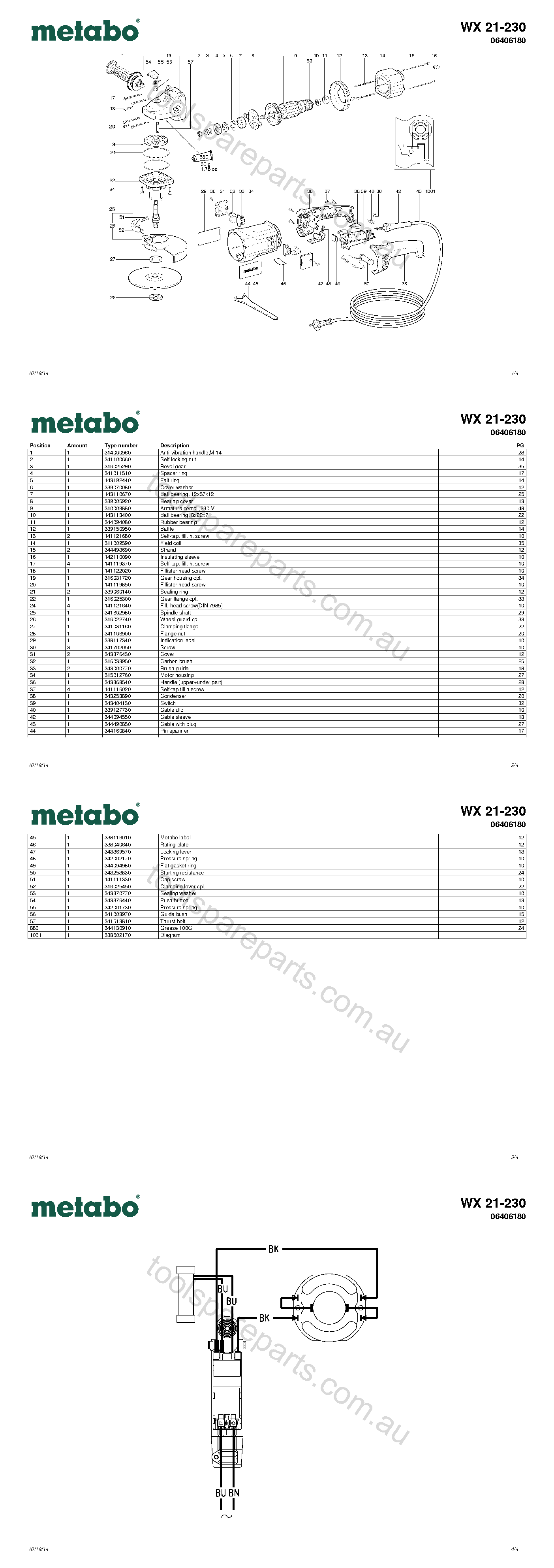 Metabo WX 21-230 06406180  Diagram 1