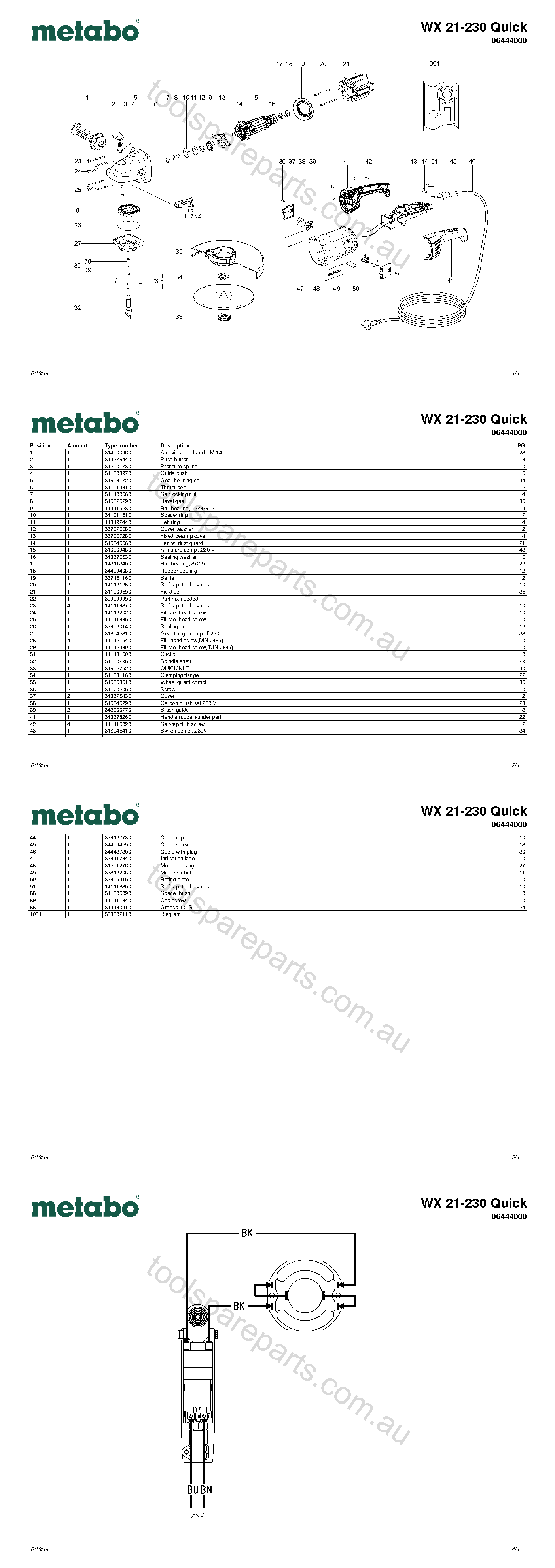 Metabo WX 21-230 Quick 06444000  Diagram 1