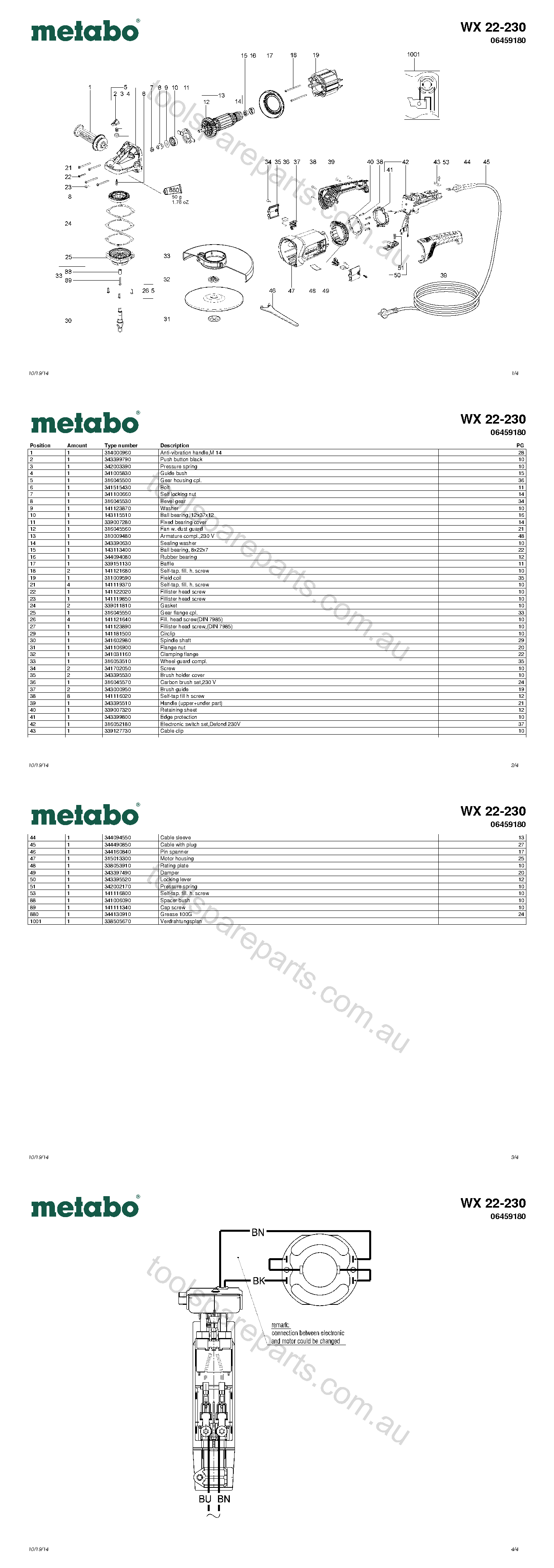 Metabo WX 22-230 06459180  Diagram 1