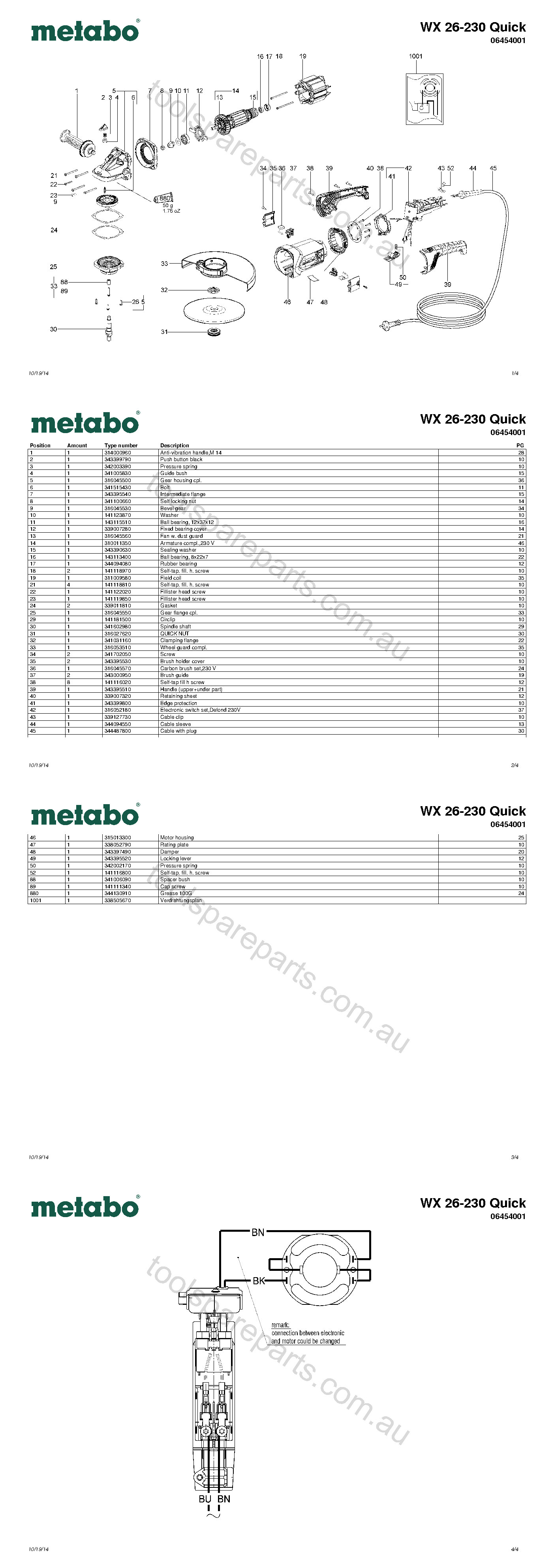 Metabo WX 26-230 Quick 06454001  Diagram 1