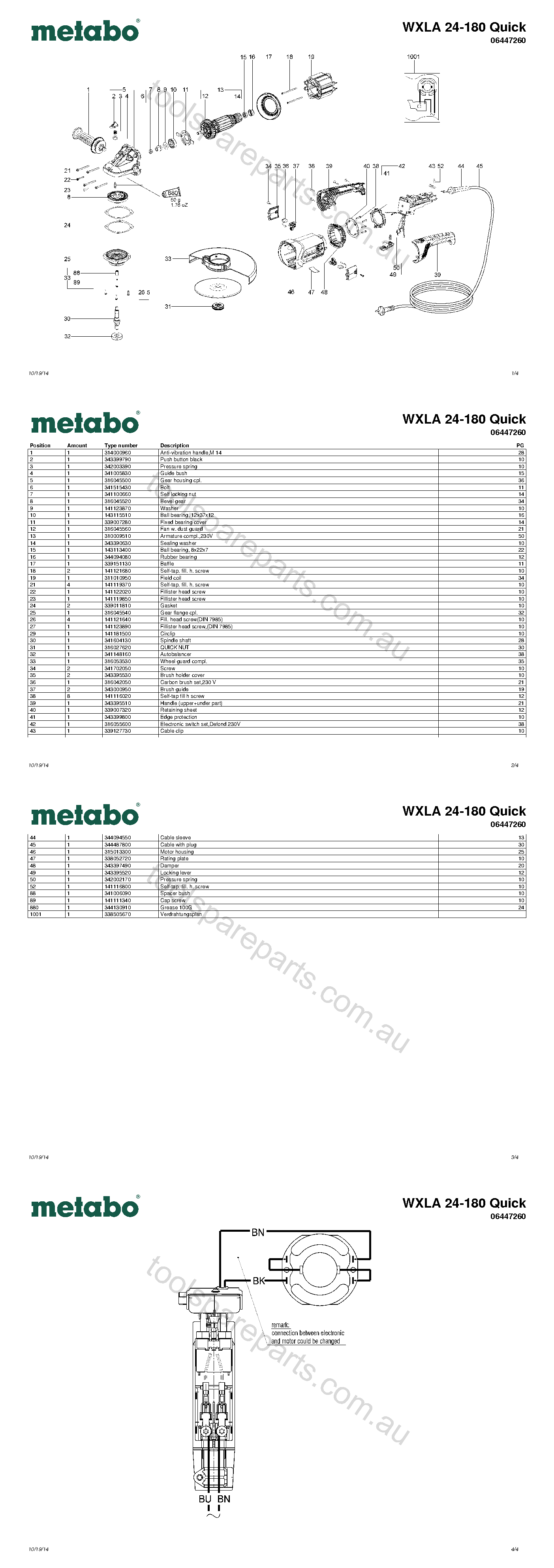 Metabo WXLA 24-180 Quick 06447260  Diagram 1