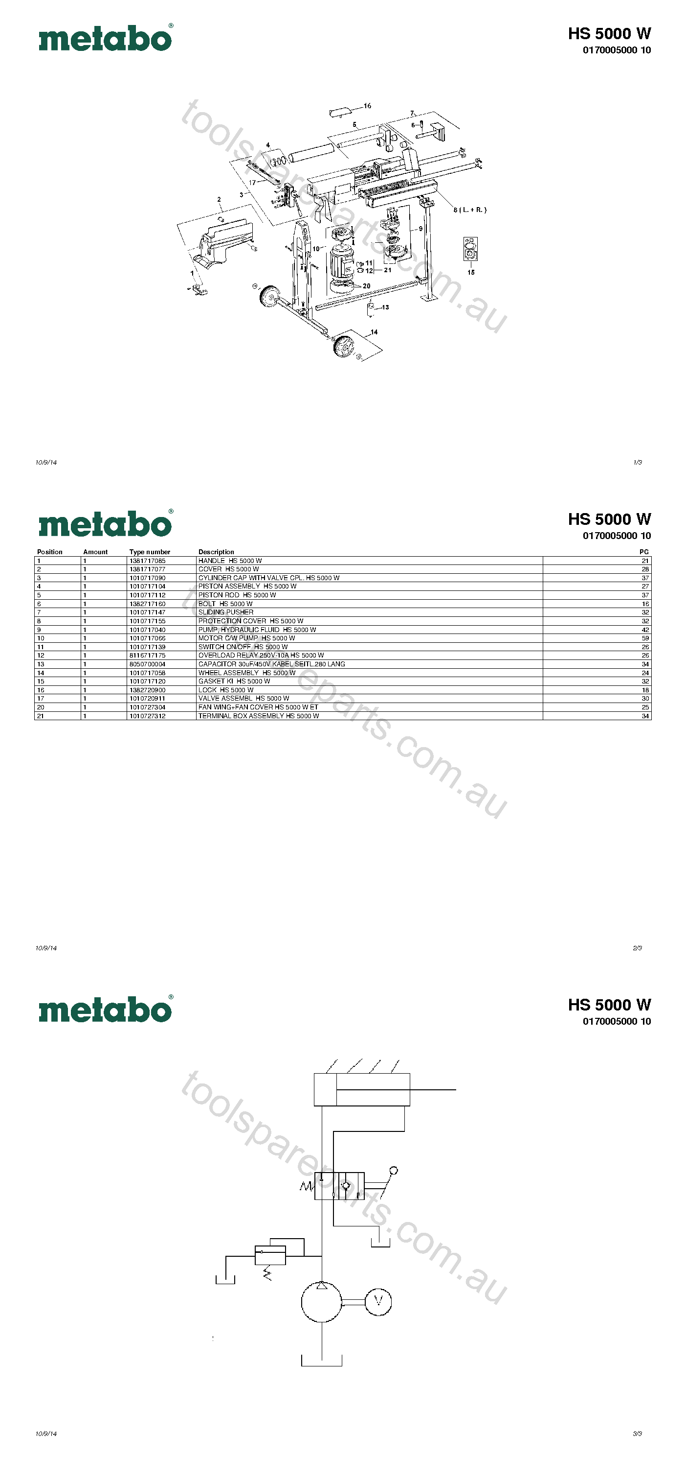Metabo HS 5000 W 0170005000 10  Diagram 1