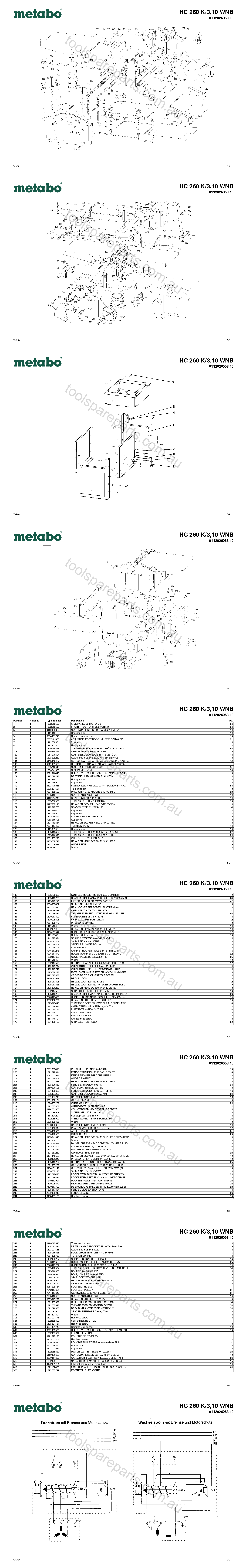 Metabo HC 260 K/3,10 WNB 0112026053 10  Diagram 1