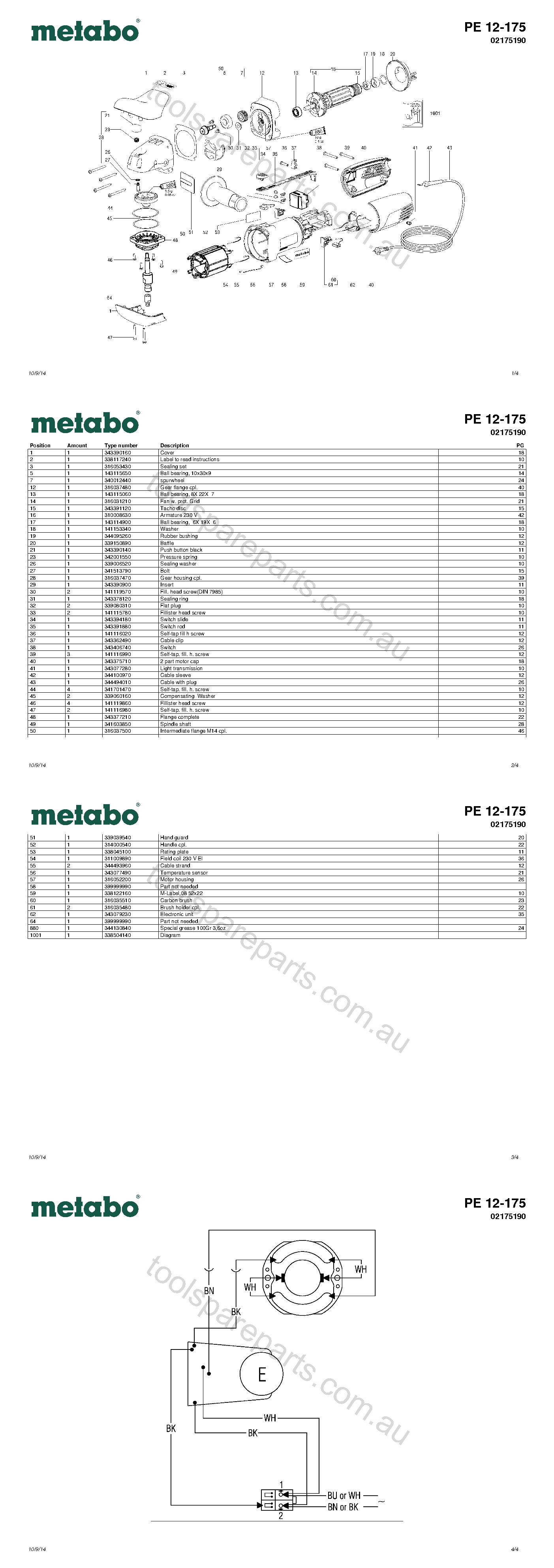 Metabo PE 12-175 02175190  Diagram 1