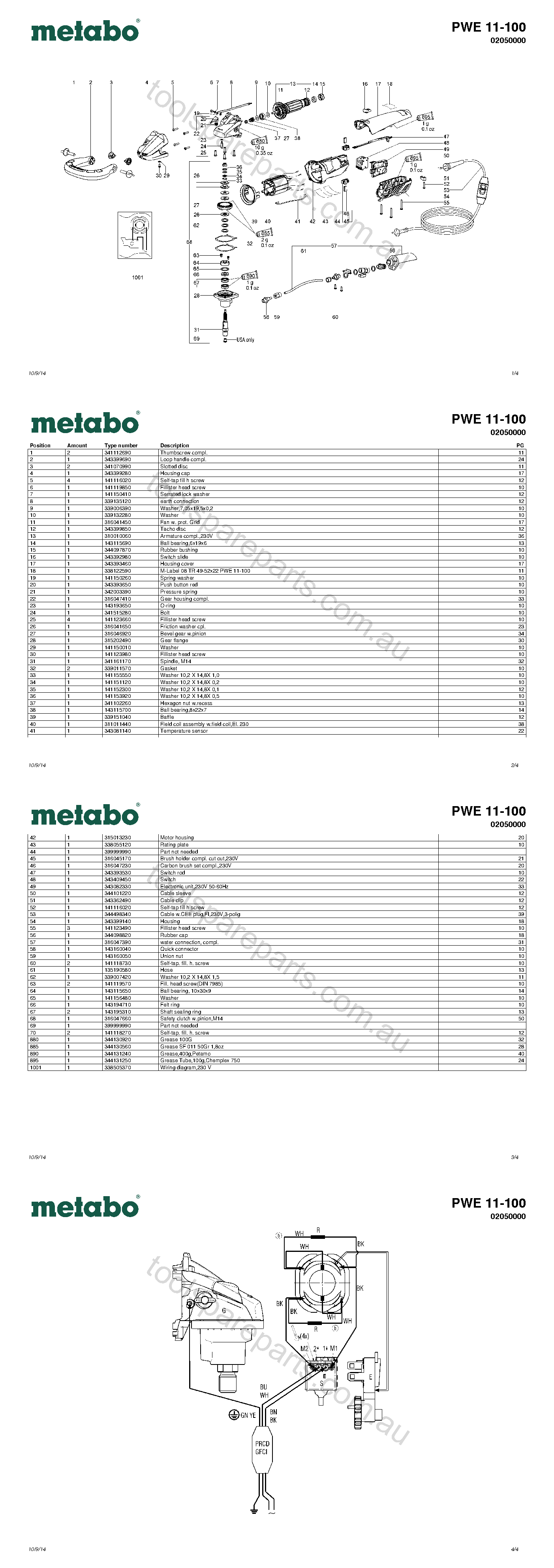 Metabo PWE 11-100 02050000  Diagram 1