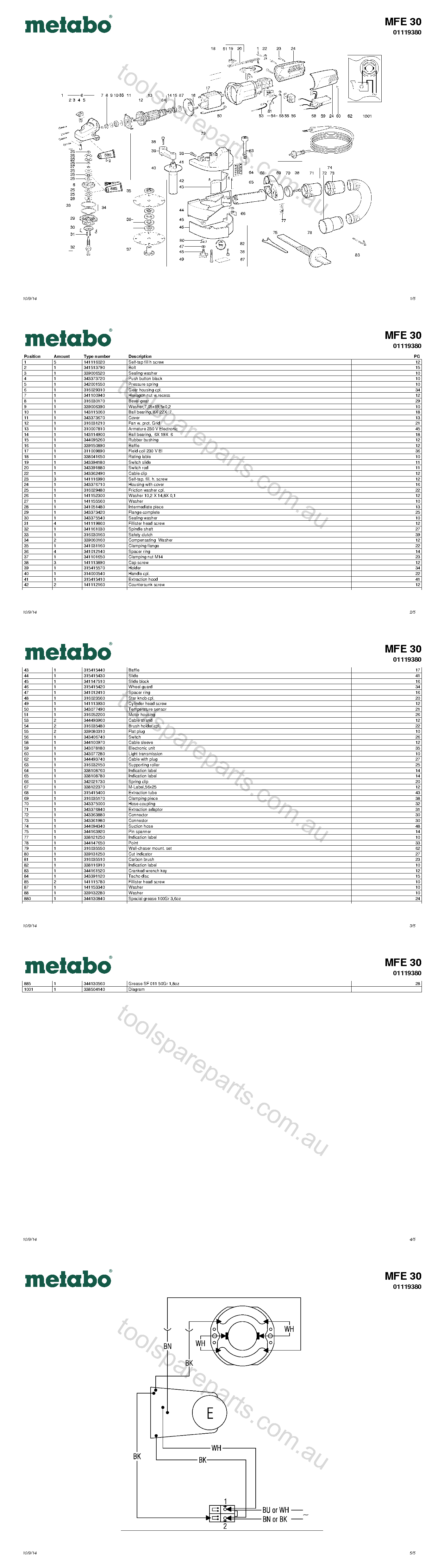 Metabo MFE 30 01119380  Diagram 1