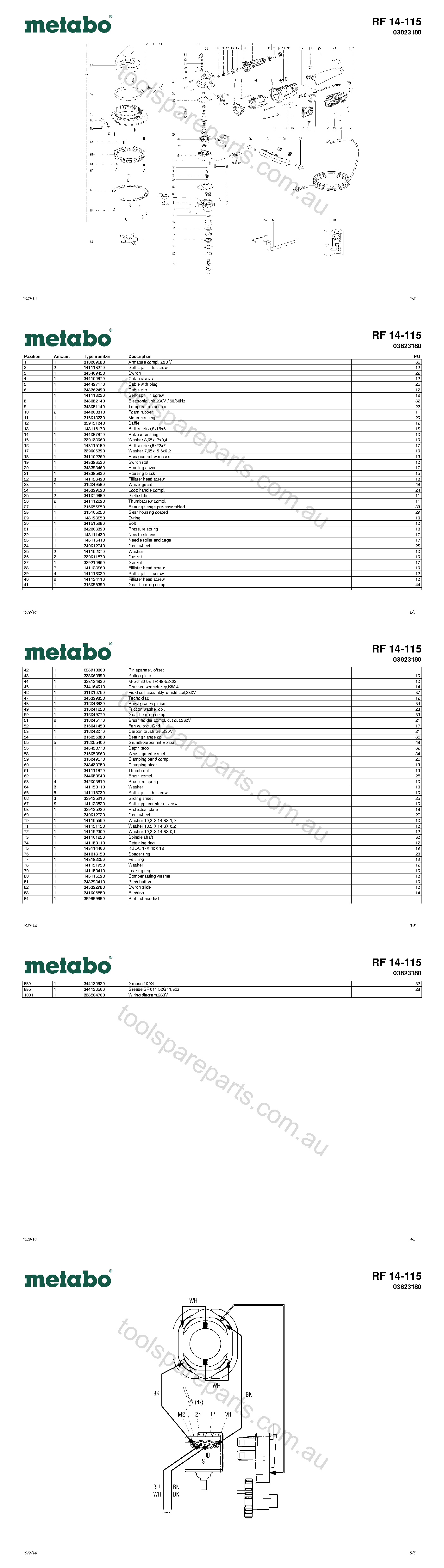 Metabo RF 14-115 03823180  Diagram 1