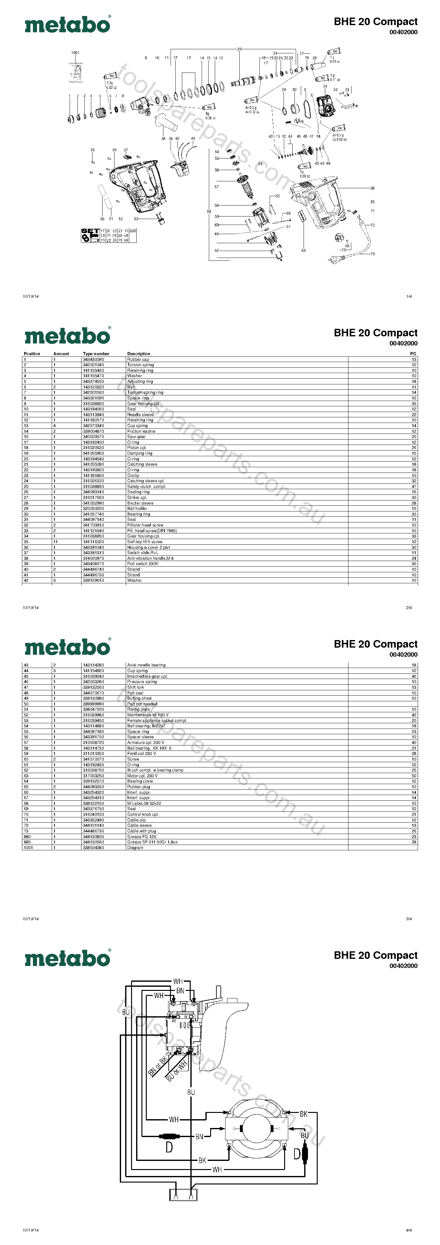 Metabo BHE 20 Compact 00402000  Diagram 1