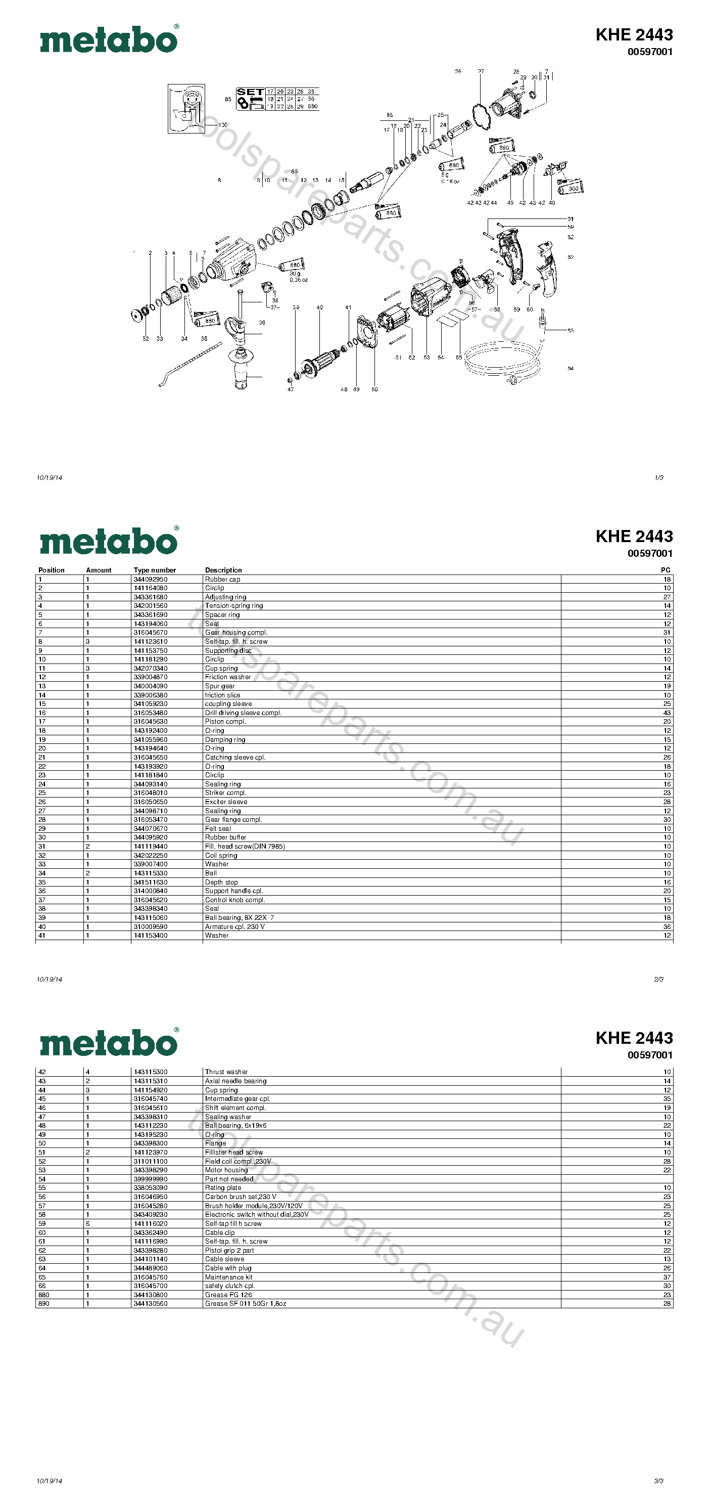 Metabo KHE 2443 00597001  Diagram 1