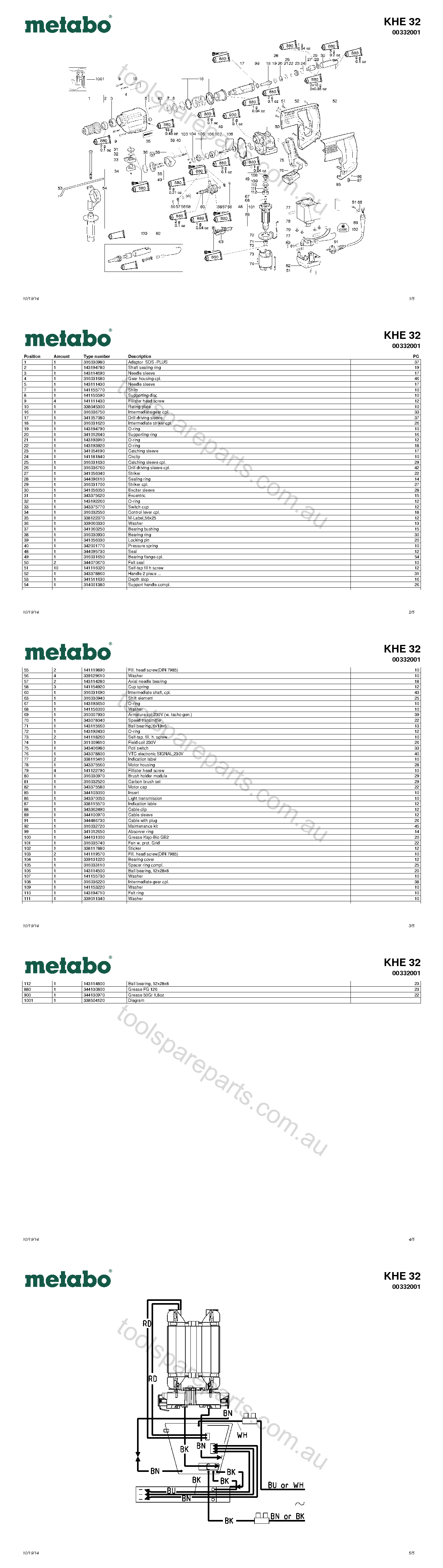 Metabo KHE 32 00332001  Diagram 1