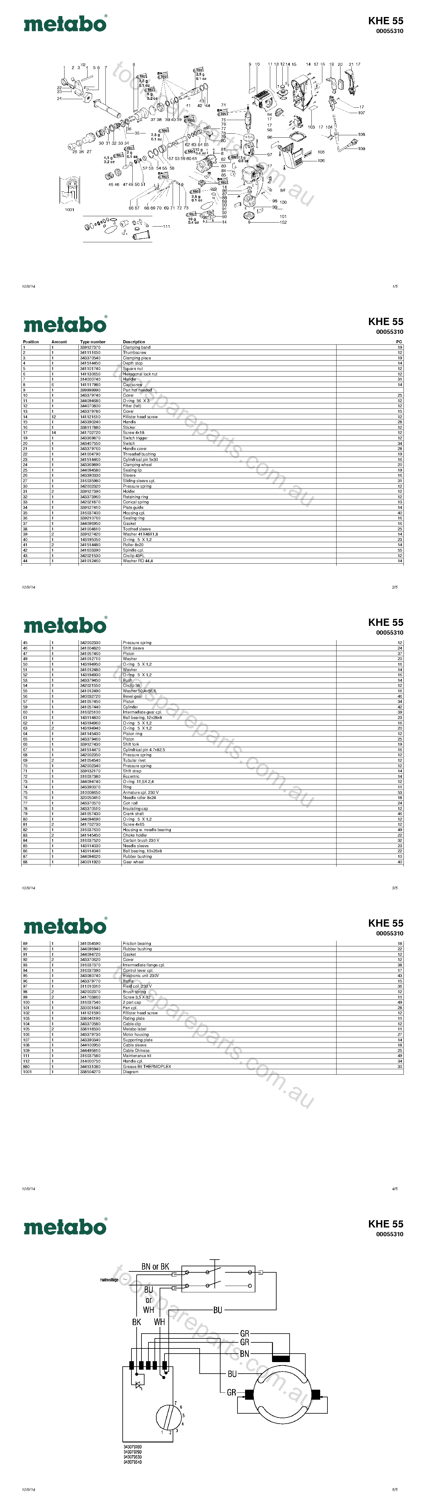 Metabo KHE 55 00055310  Diagram 1