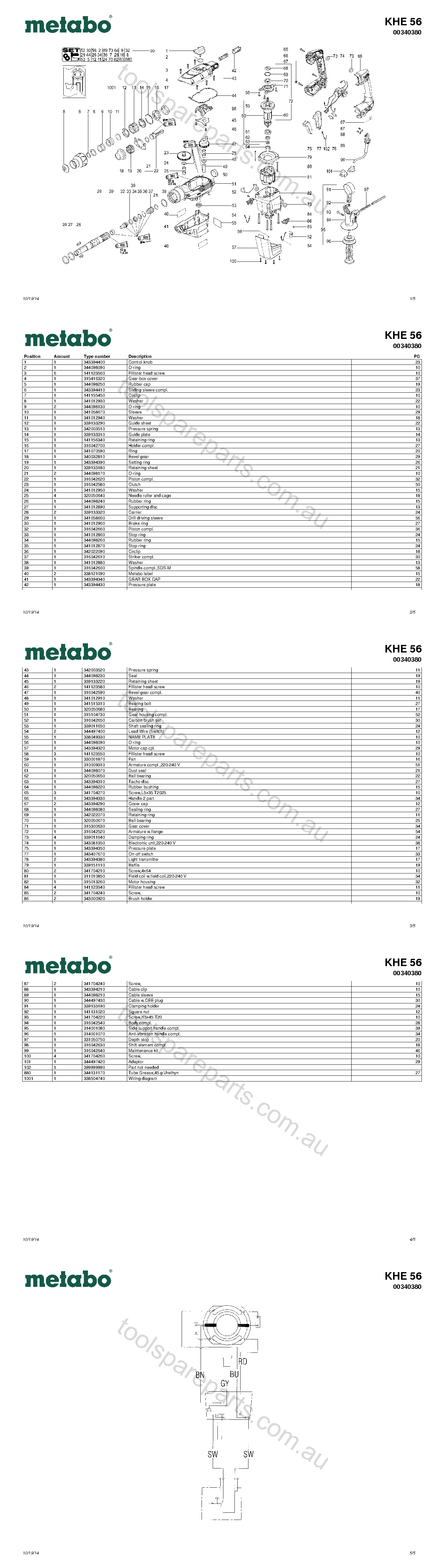 Metabo KHE 56 00340380  Diagram 1