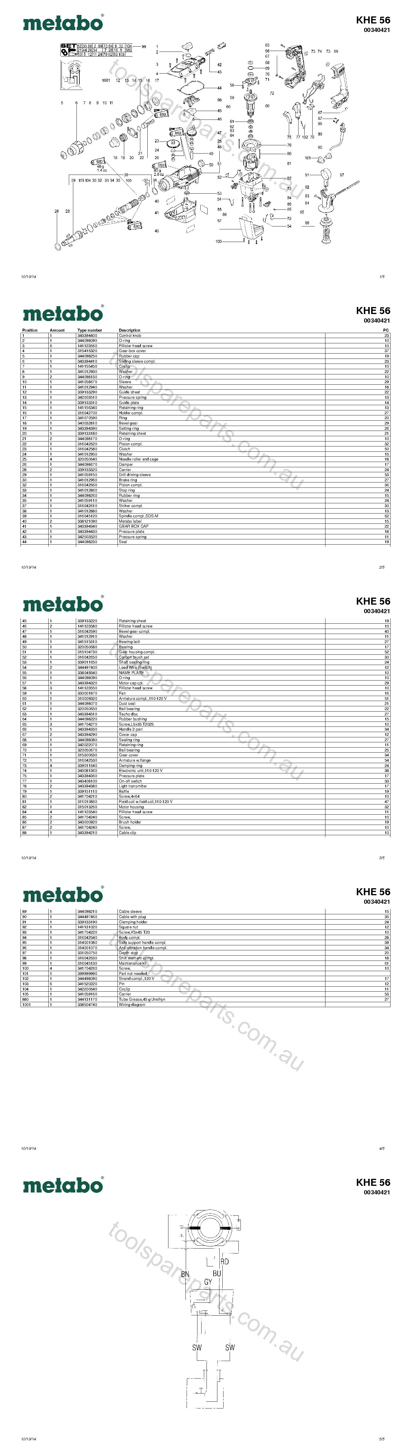 Metabo KHE 56 00340421  Diagram 1