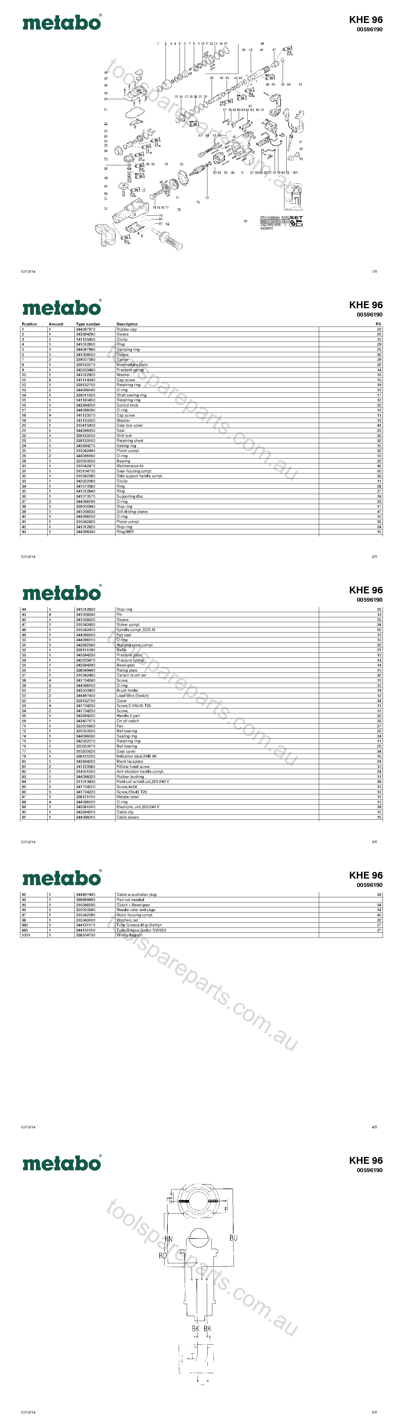 Metabo KHE 96 00596190  Diagram 1