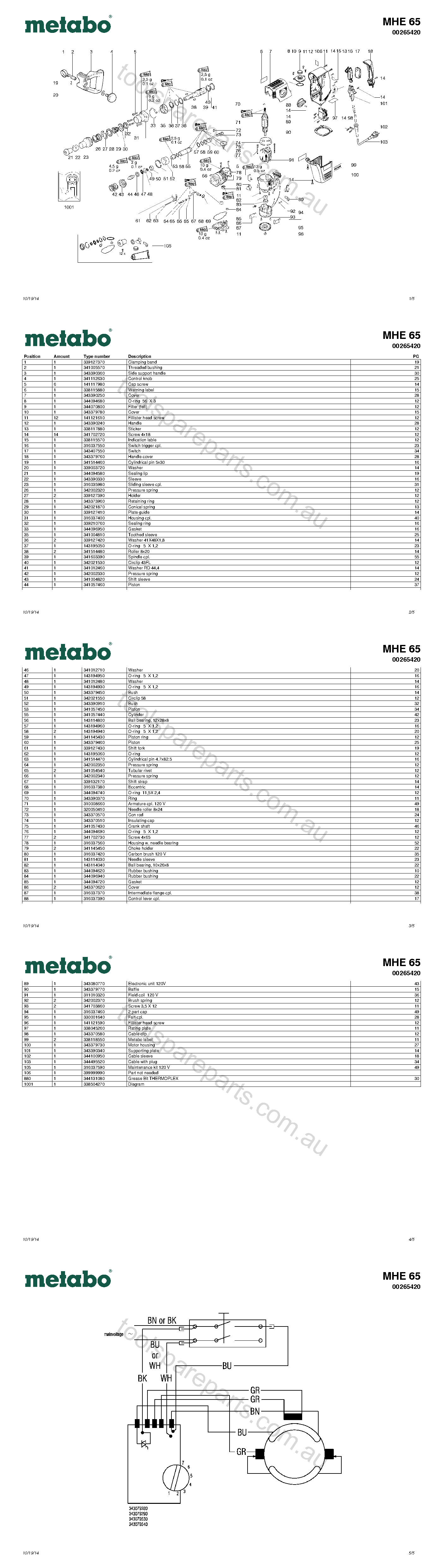 Metabo MHE 65 00265420  Diagram 1