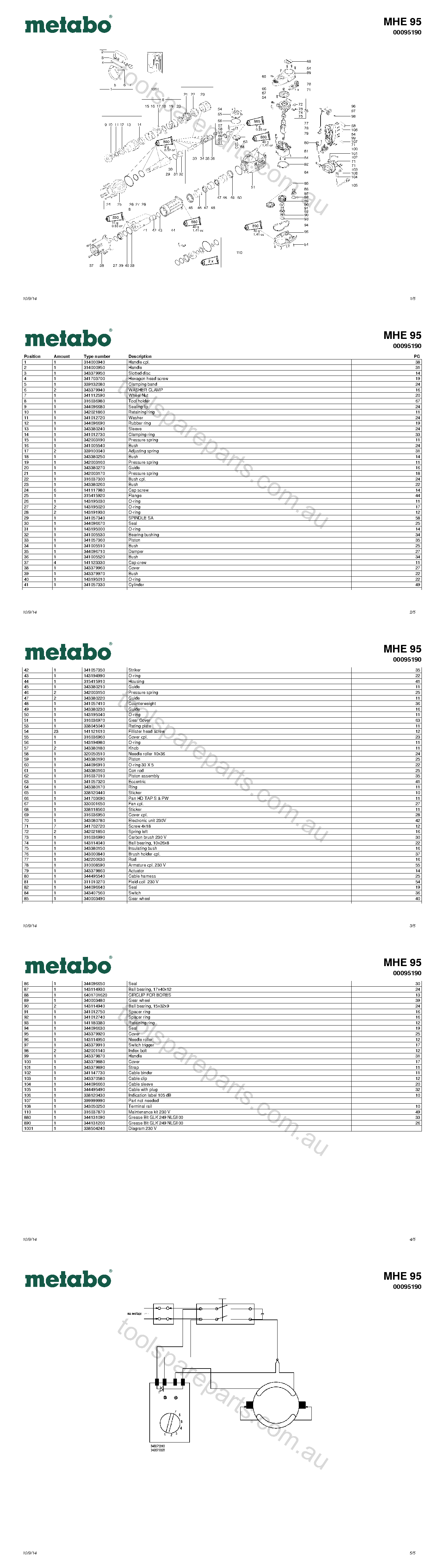 Metabo MHE 95 00095190  Diagram 1