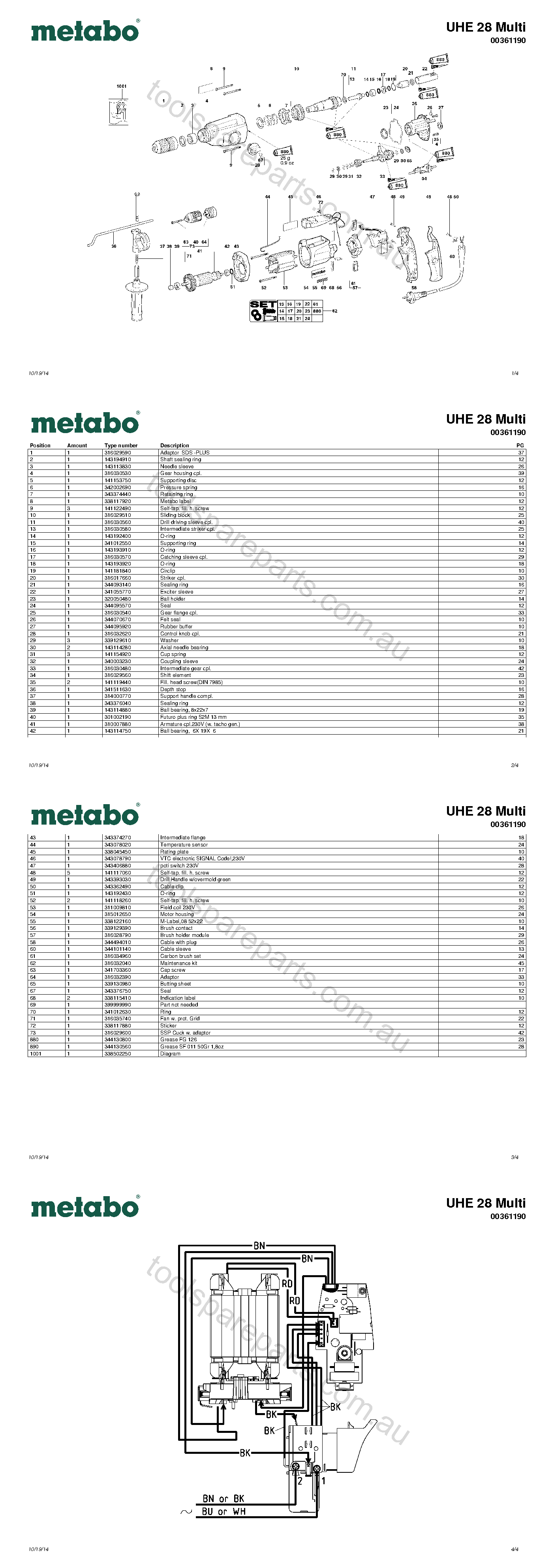 Metabo UHE 28 Multi 00361190  Diagram 1