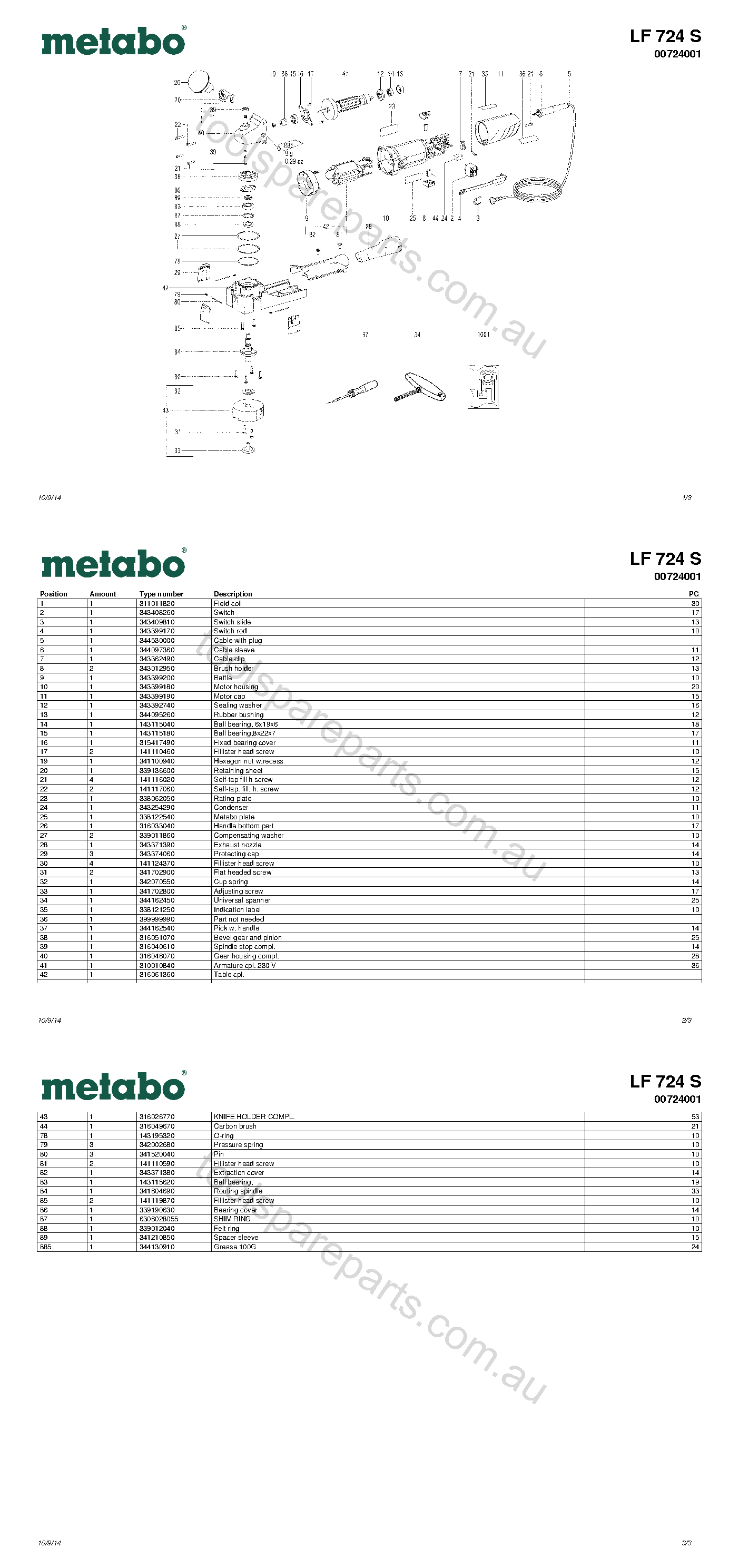 Metabo LF 724 S 00724001  Diagram 1