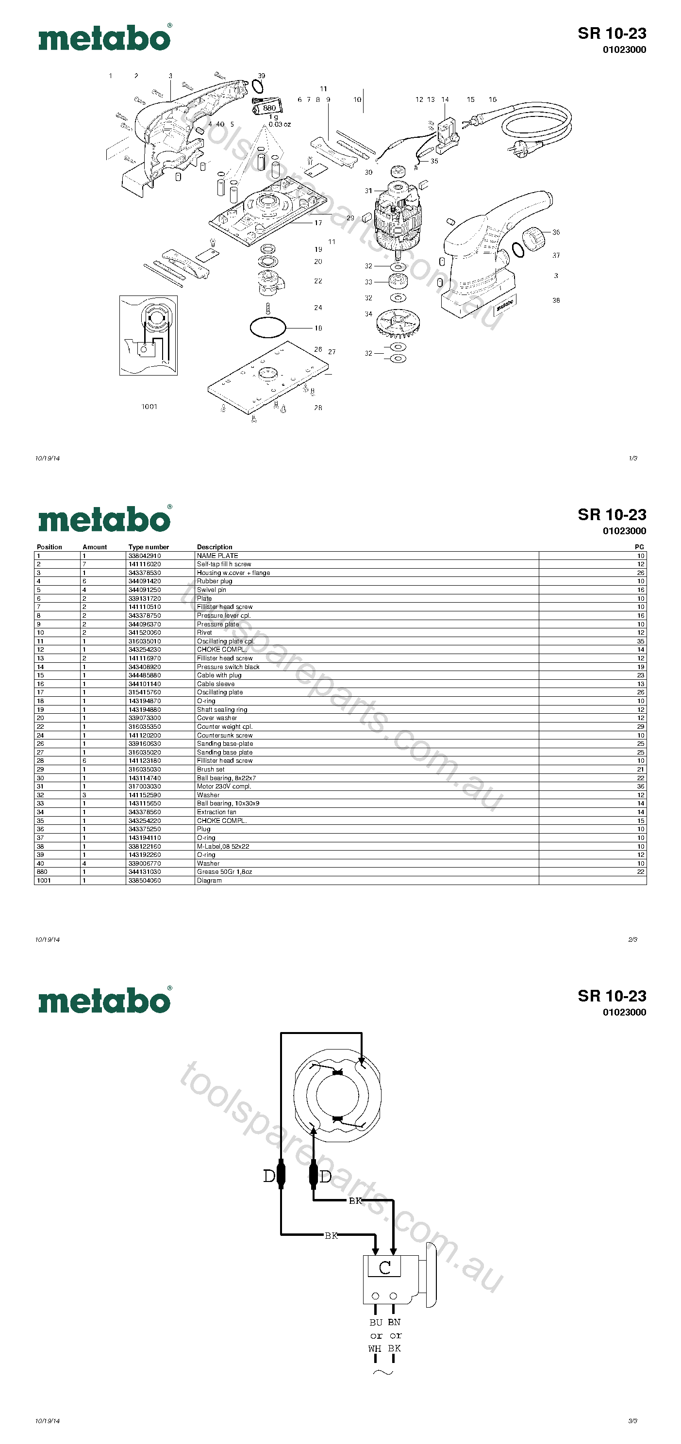 Metabo SR 10-23 01023000  Diagram 1