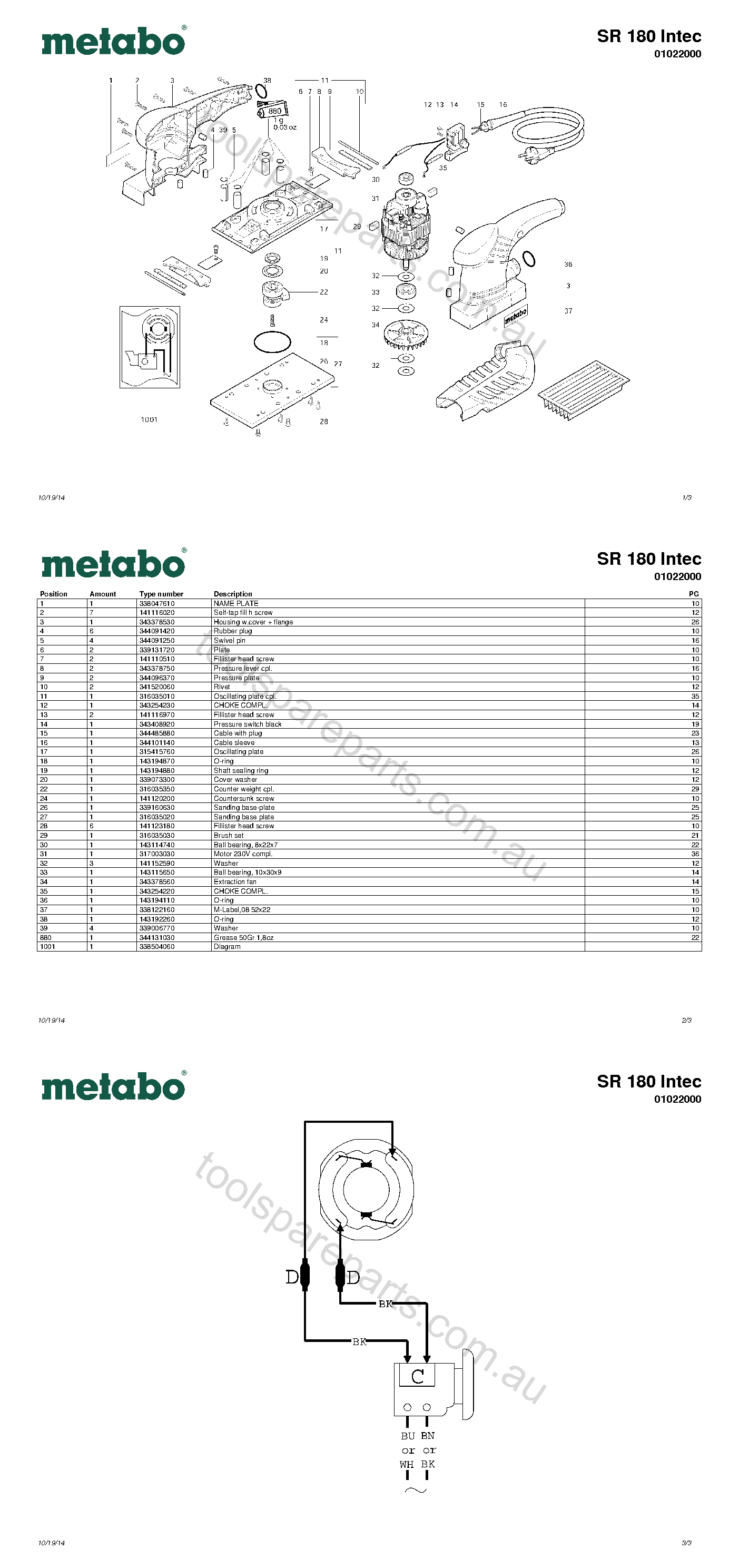 Metabo SR 180 Intec 01022000  Diagram 1