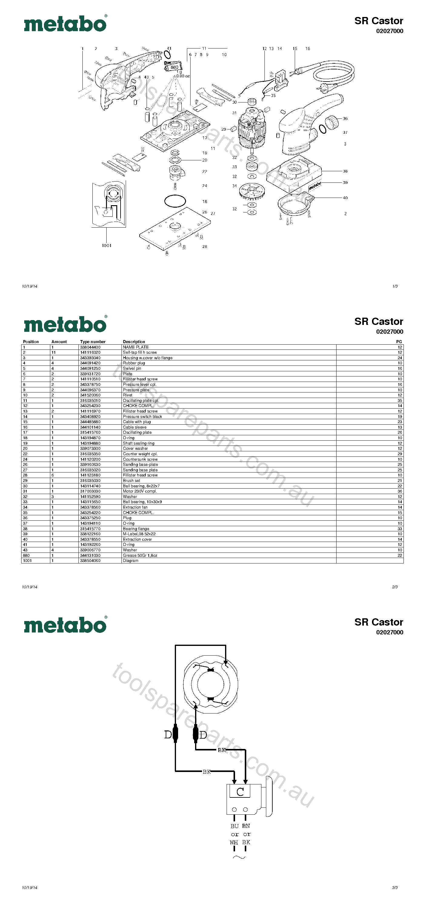 Metabo SR Castor 02027000  Diagram 1