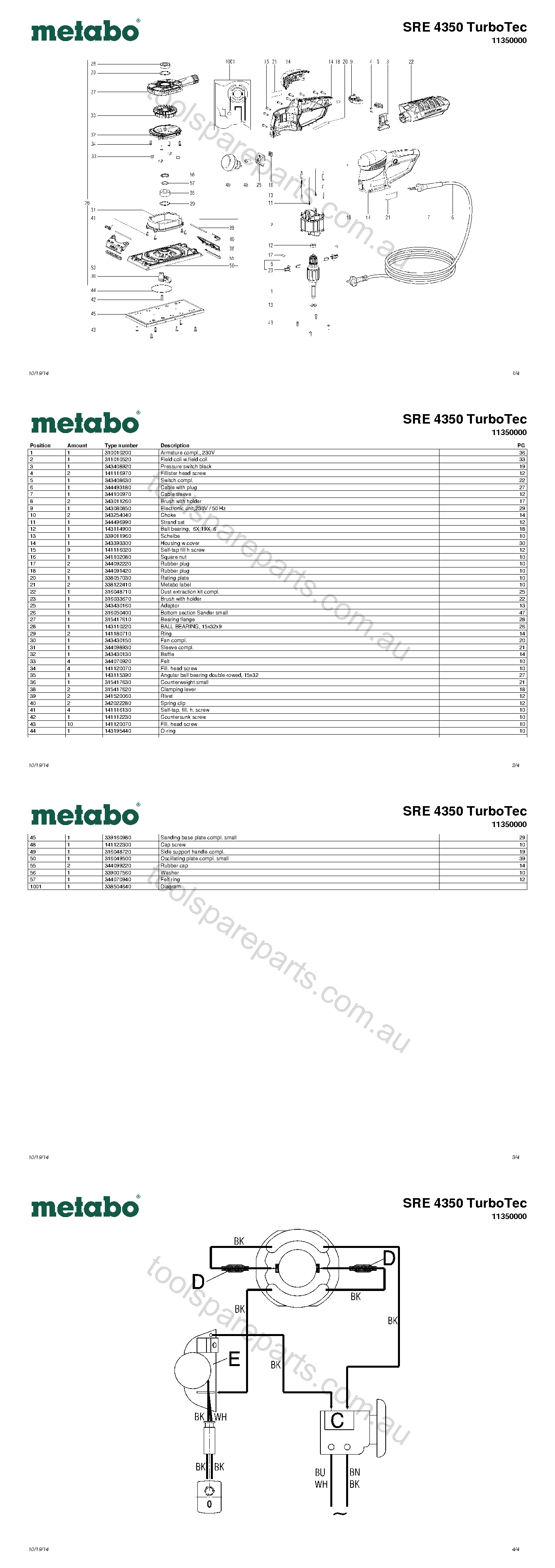 Metabo SRE 4350 TurboTec 11350000  Diagram 1