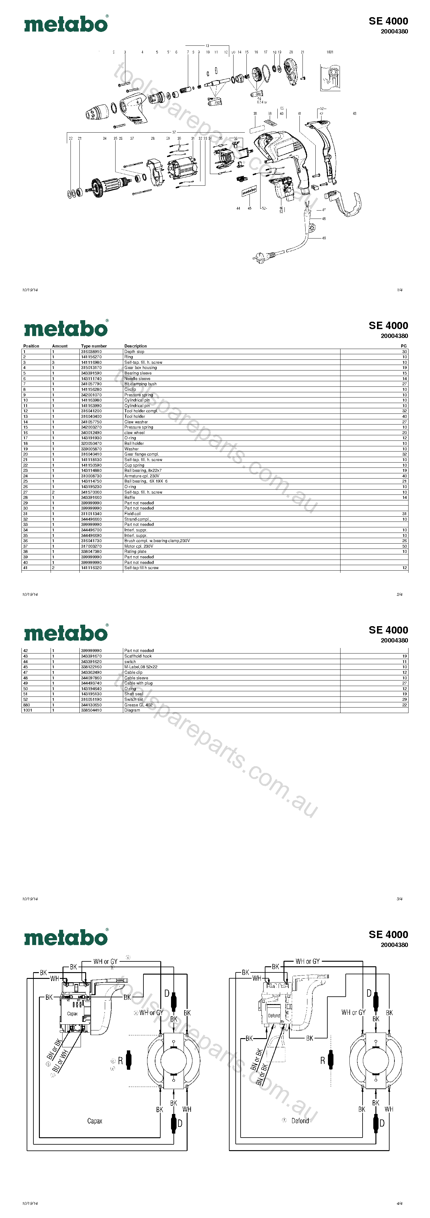 Metabo SE 4000 20004380  Diagram 1