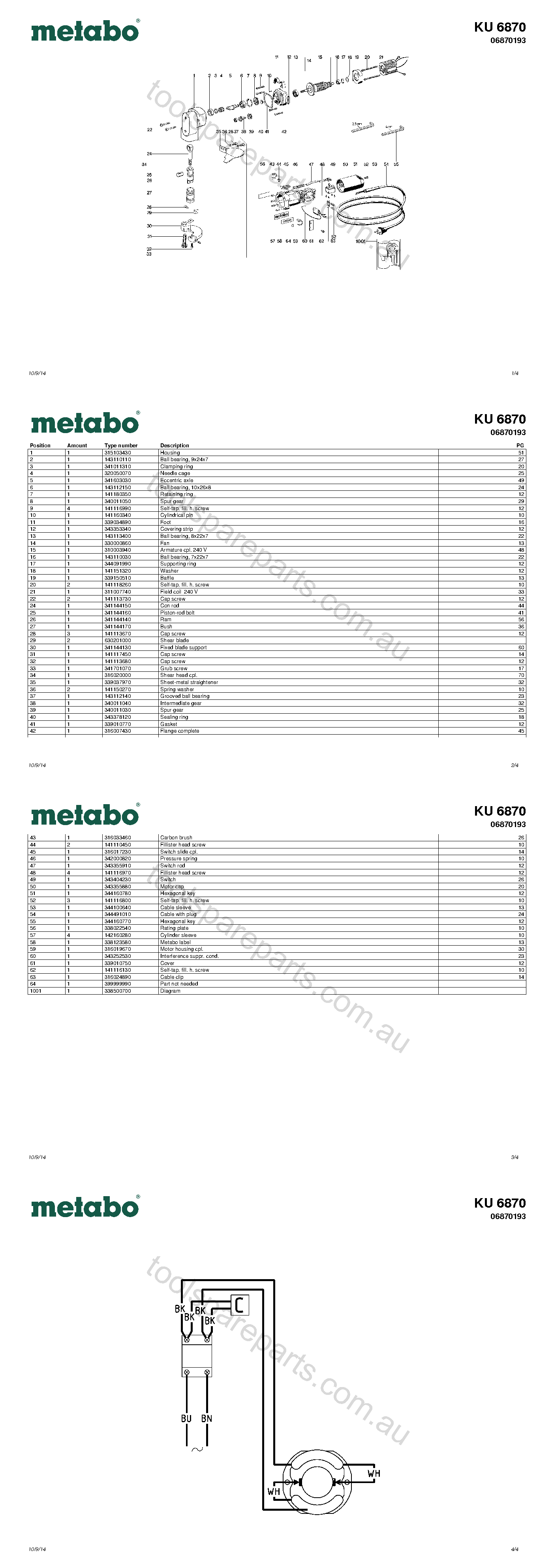 Metabo KU 6870 06870193  Diagram 1
