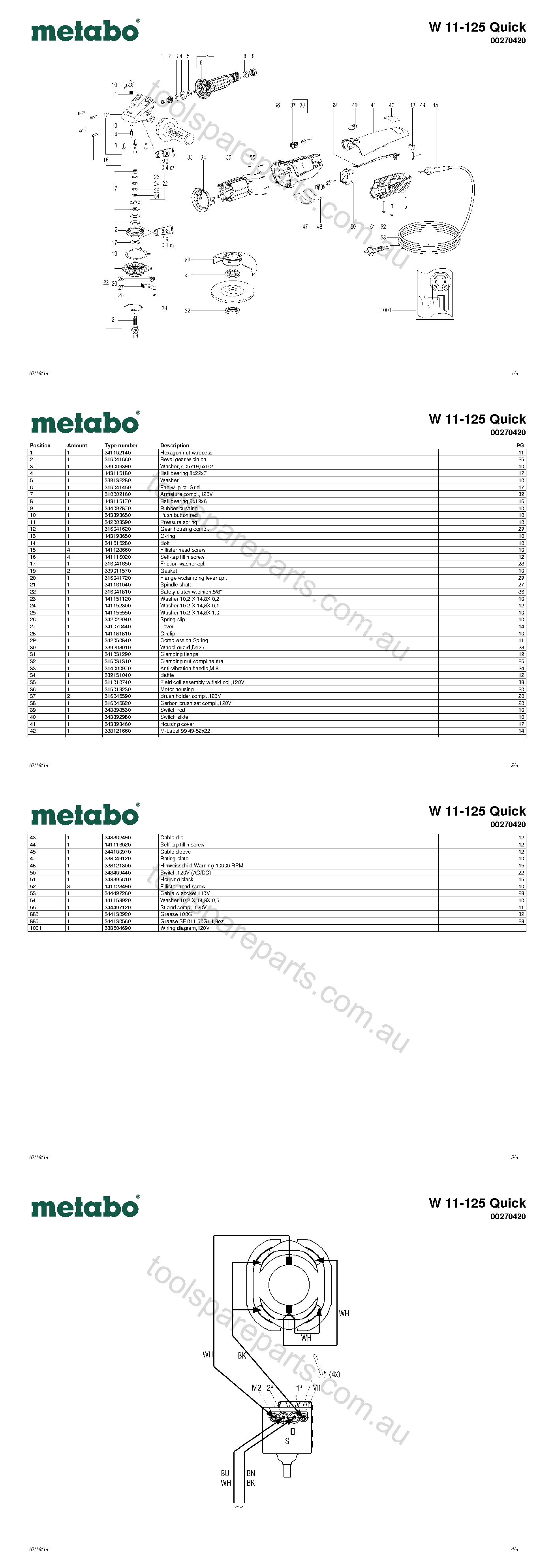 Metabo W 11-125 Quick 00270420  Diagram 1