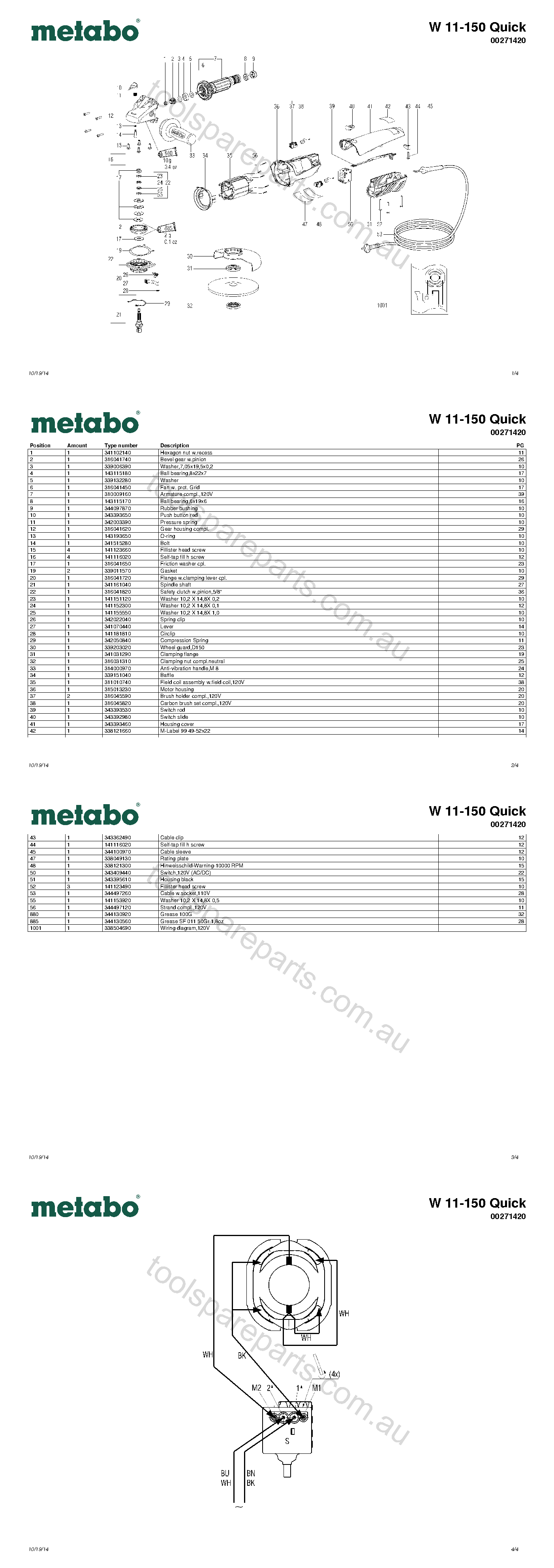 Metabo W 11-150 Quick 00271420  Diagram 1